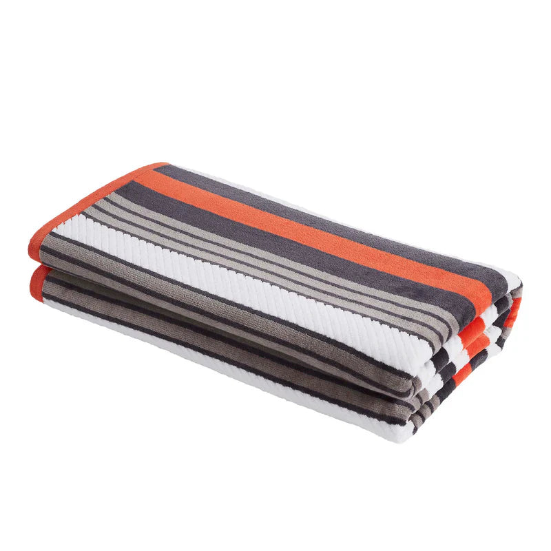 4 Piece Cotton Rope Textured Striped Oversized Beach Towel Set - Soft, Absorbent & Quick-Drying for Pool, Beach, Yoga & Outdoor Activities