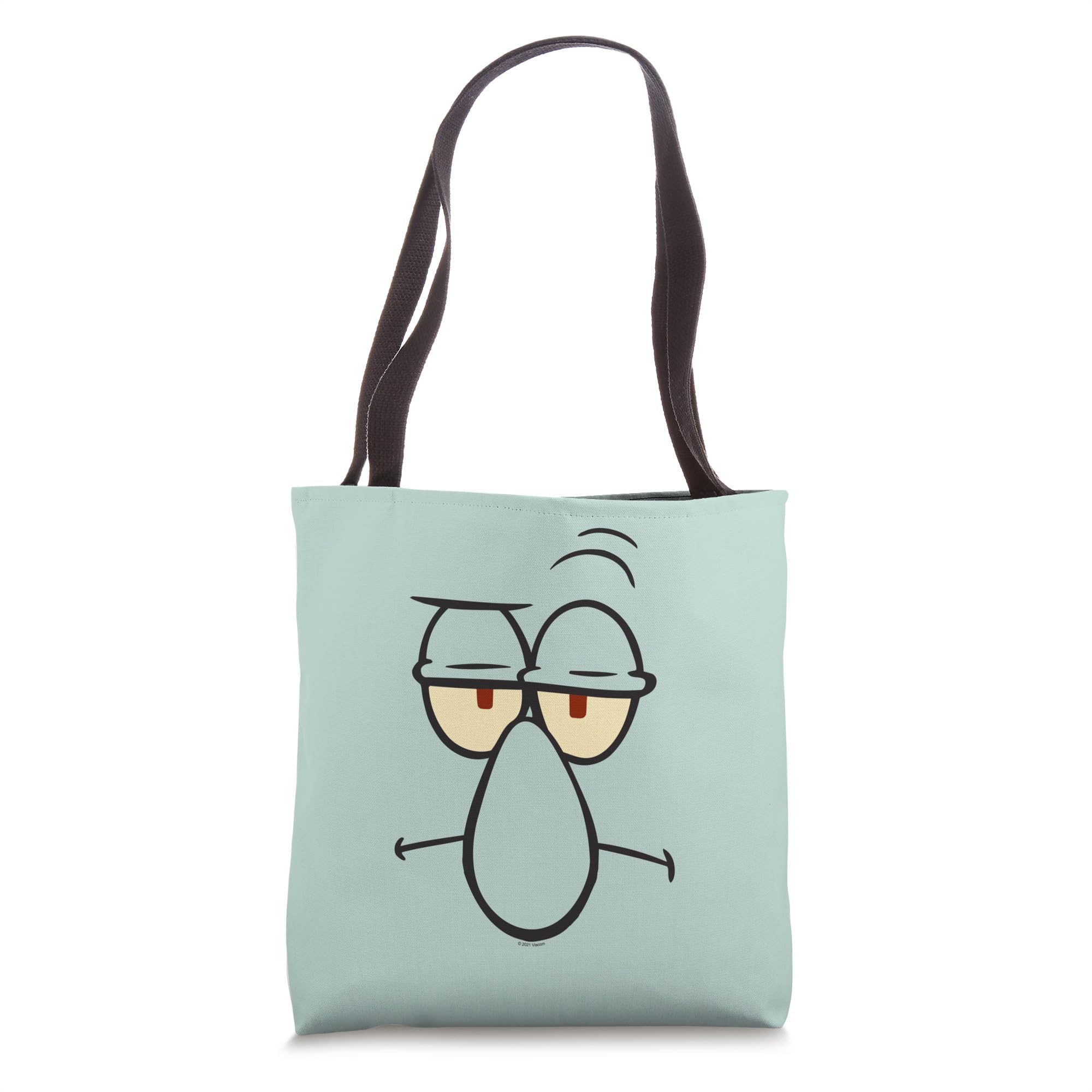 SpongeBob SquarePants Squidward Funny Eyebrow Raise Tote Bag - Large Reusable Shopping Bag for Fans, Beach, School & Grocery Shopping