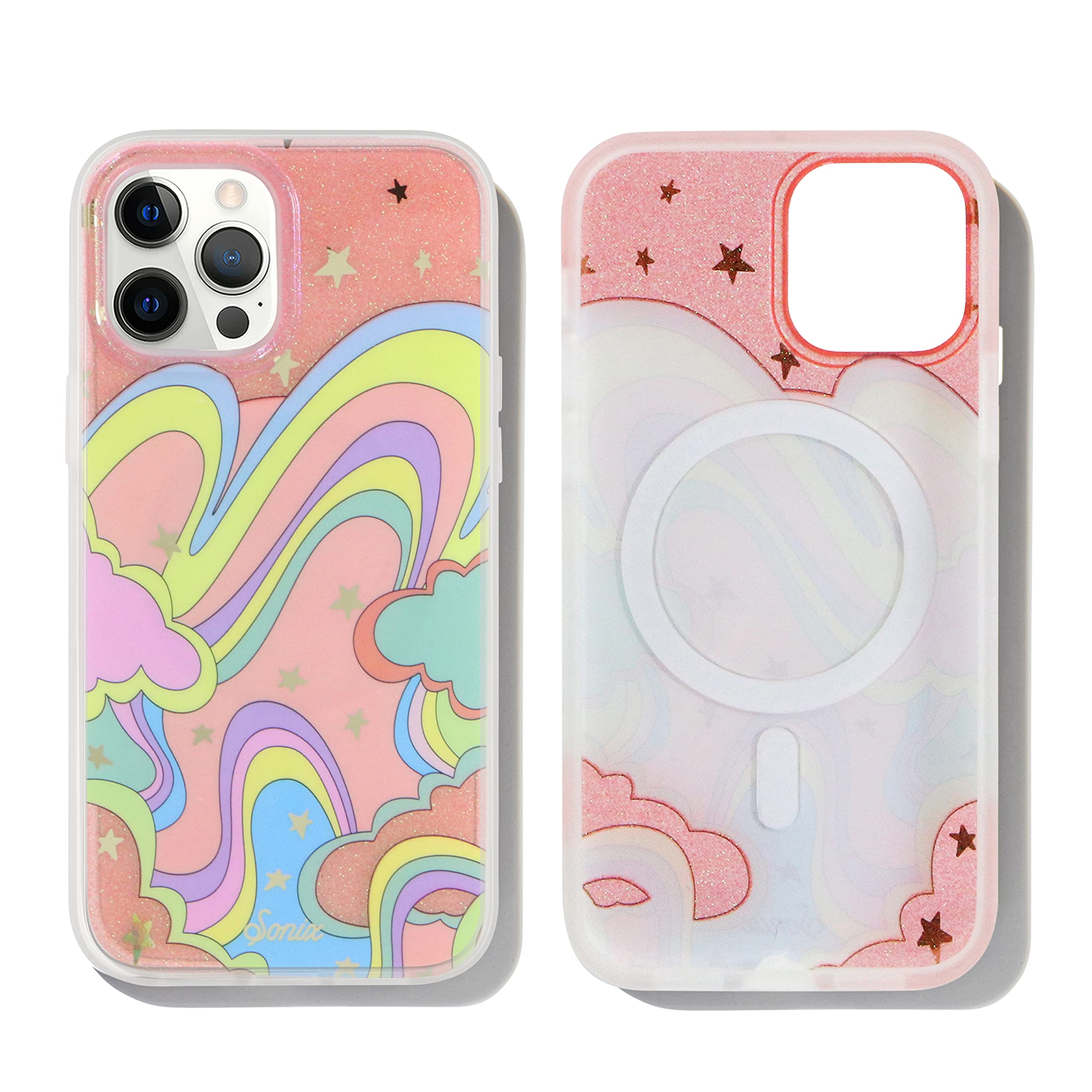 **Sonix Illusion MagSafe Compatible iPhone 12 Pro Max Case - Vintage Rainbow Design [10ft Drop Protection] - Perfect for Daily Use, Travel & Outdoor Activities**