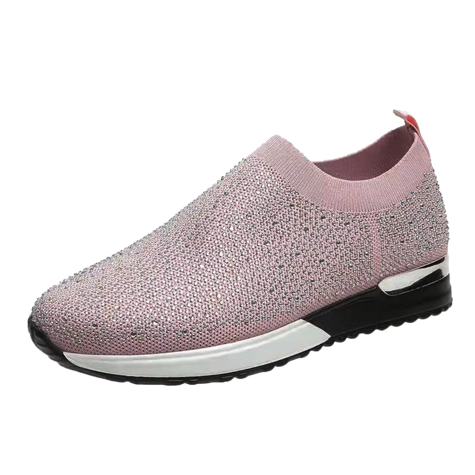 Sparkling Rhinestone Fashion Sneakers for Women - Breathable Mesh Casual Shoes with Thick Sole - Perfect for Daily Wear, Walking & Workout