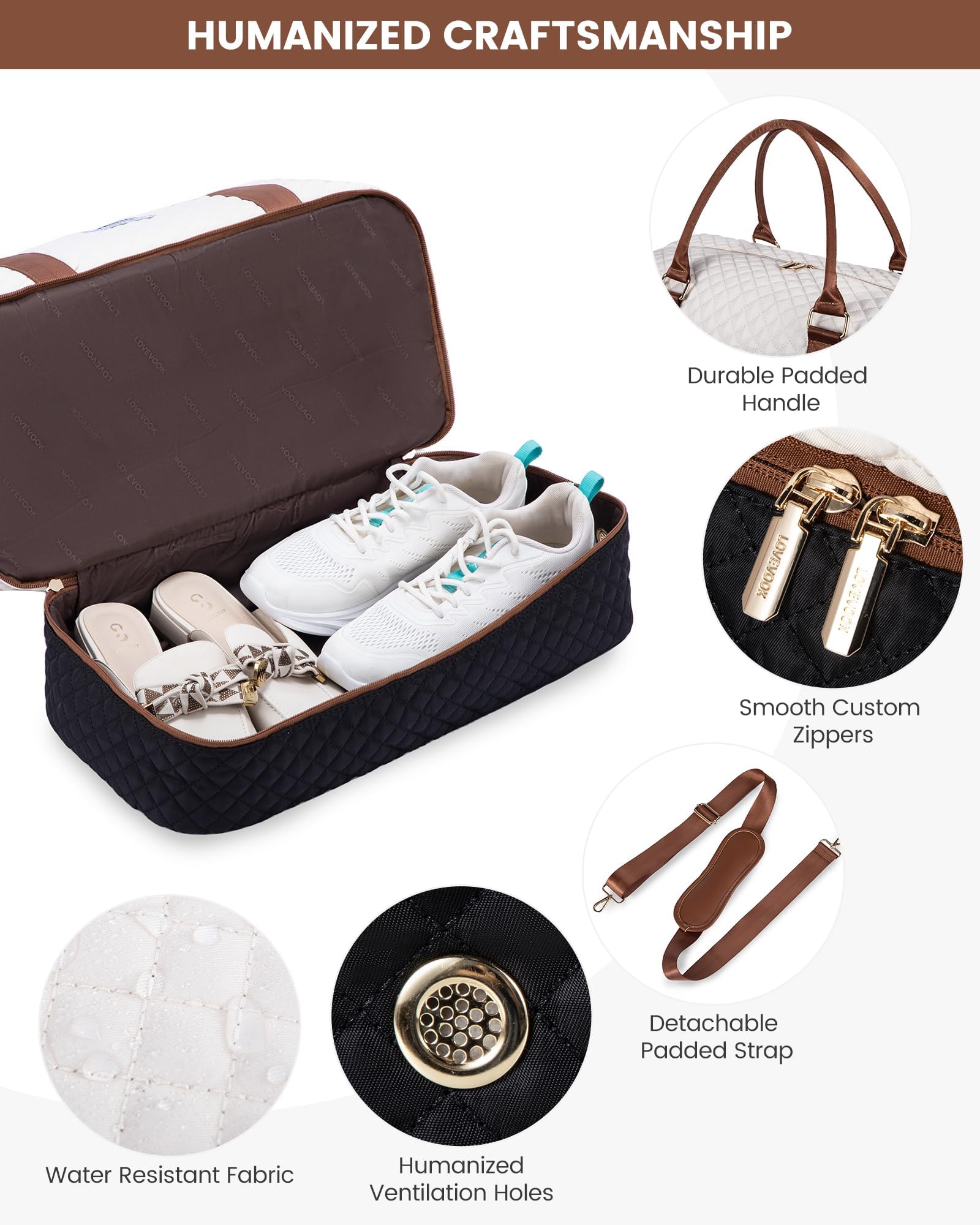 LOVEVOOK Women's Travel Weekender Bag with Shoe Compartment & Wet Pocket - 3 Piece Carry On Overnight Duffle Set for Gym, Yoga, Hospital & Labor Delivery - Perfect for Weekend Getaways, Business Trips & Maternity Care
