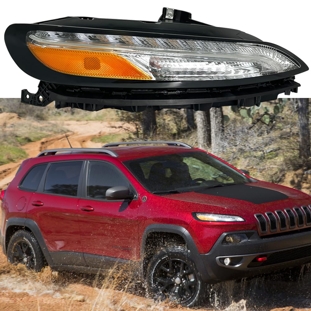 2014-2018 Jeep Cherokee RH Right Passenger Side LED Bumper Parking Light & Daytime Running Light Assembly - Turn Signal Lamp Replacement for Enhanced Visibility & Safety | Perfect for Off-Roading, Night Driving & Daily Commutes