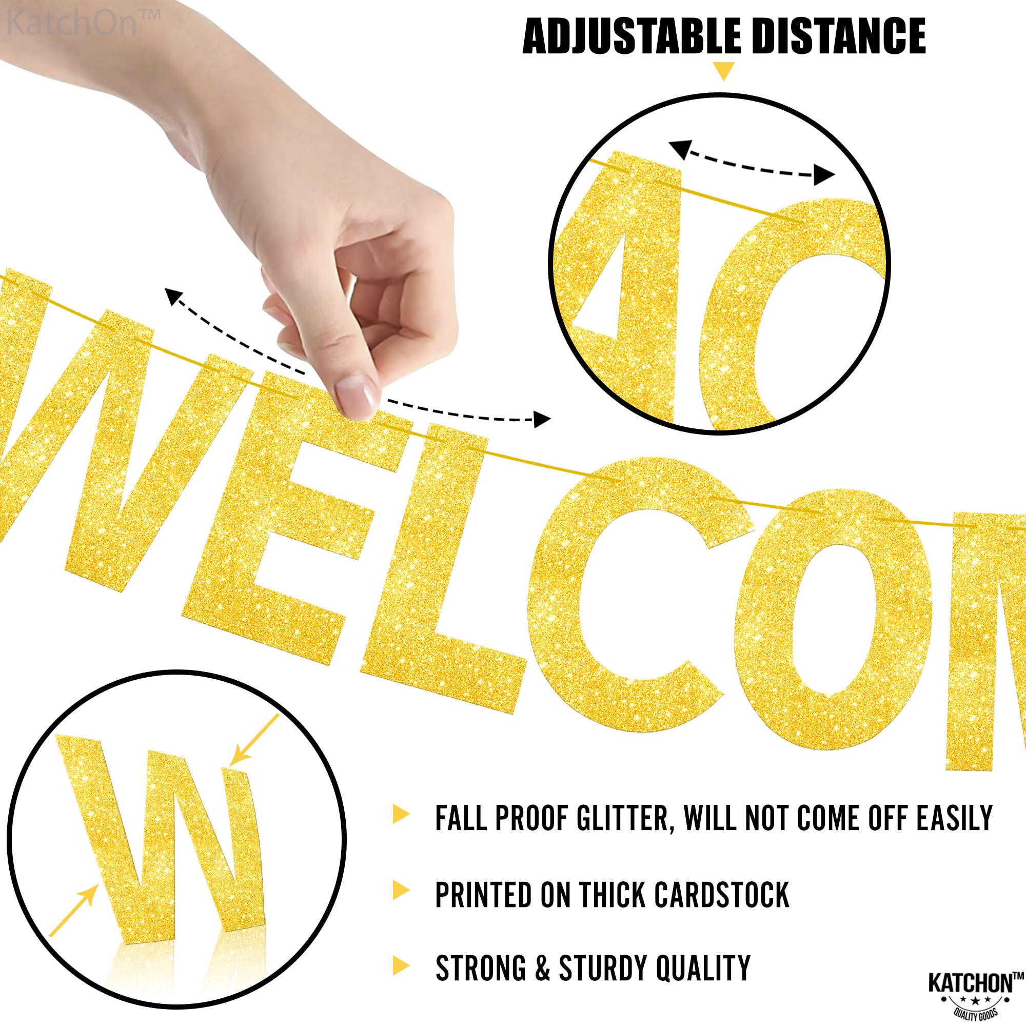 KatchOn 10ft Glitter Welcome Back to School Banner - Apple Themed Classroom Decorations for First Day of School | Perfect for Bulletin Boards, Classroom Walls & School Events