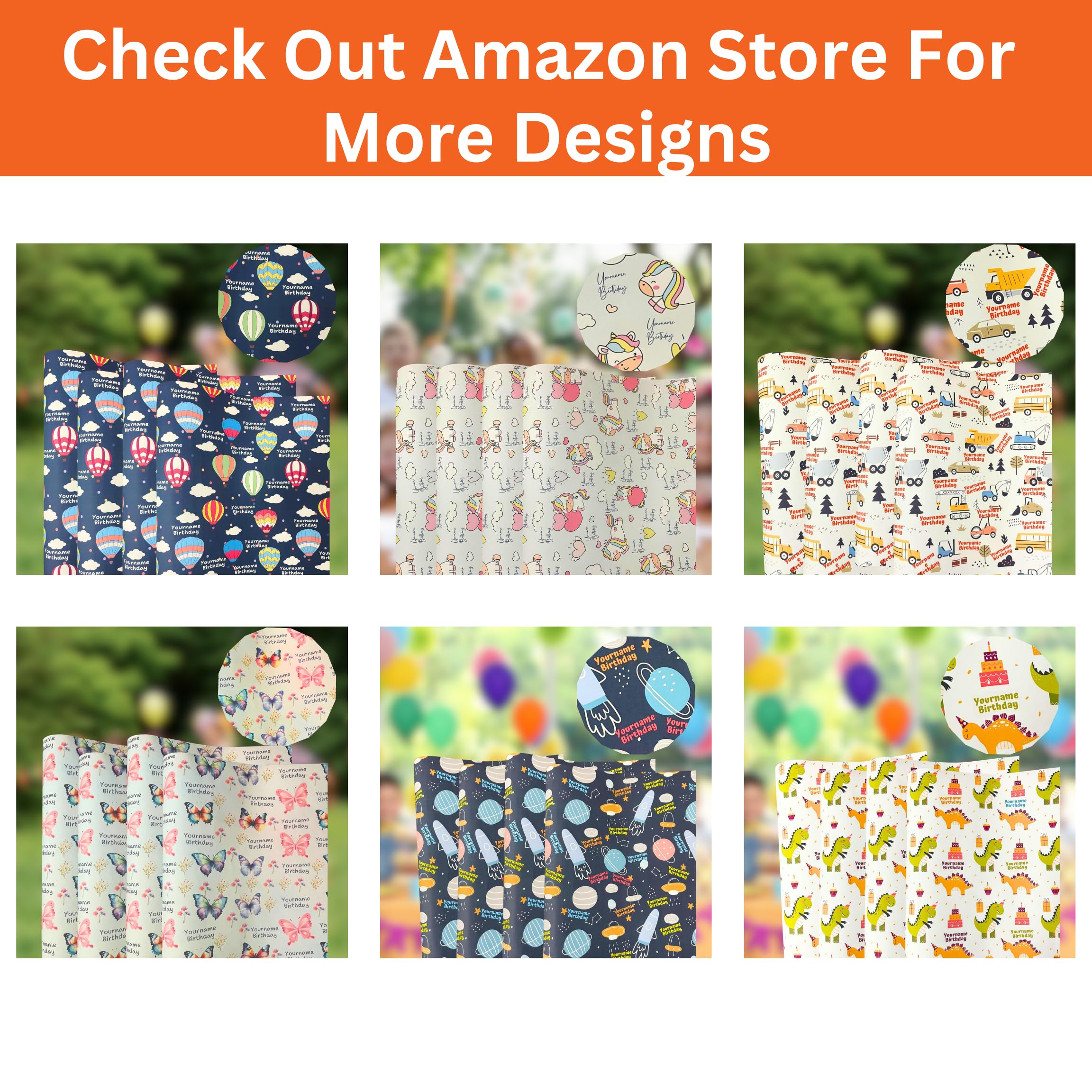 Yellow Nuts Birthday Gift Wrapping Paper Set - Cartoon Theme for Kids & Girls - Includes Thank You Stickers & Butterfly Design - Perfect for Birthday Parties, Baby Showers & Holiday Gifts
