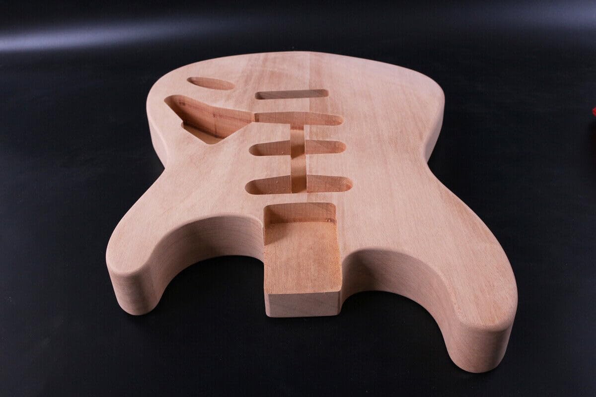 Unfinished Mahogany Guitar Body DIY Kit - SSS Style Bolt-On Heel for Electric Guitar Building & Customization (S17T Whole Piece) | Perfect for Luthiers, Musicians & Guitar Enthusiasts