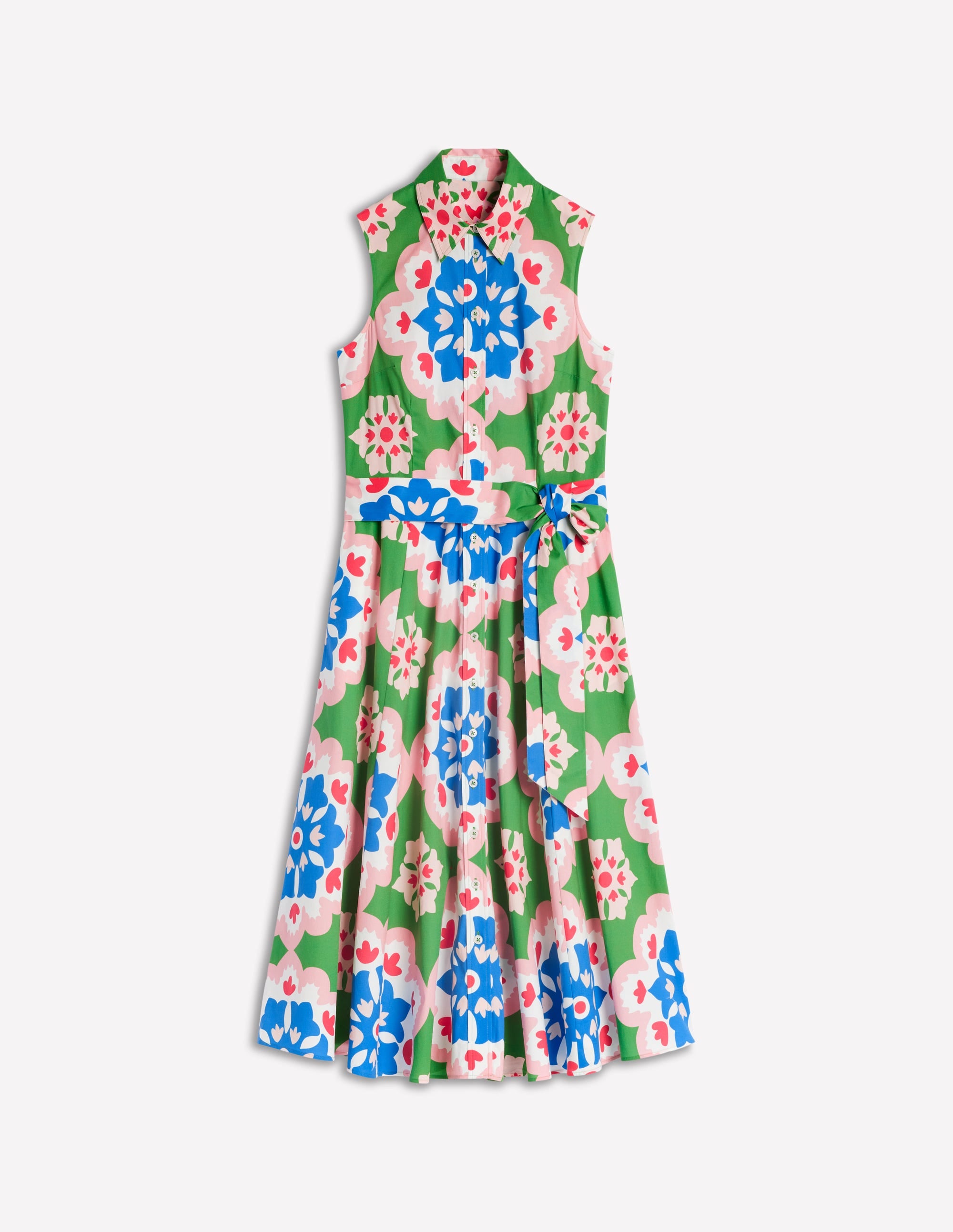 Amy Women's Sleeveless Floral Print Shirt Dress - Casual Summer Geo Pattern Dress for Beach, Vacation & Outdoor Activities