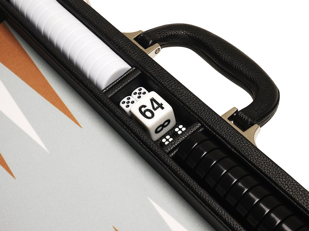 Premium 16-inch Backgammon Set with Black Board & White/Rum Points - Medium Size Travel Game for Adults, Family Game Night, Casino-Themed Parties & Home Decor
