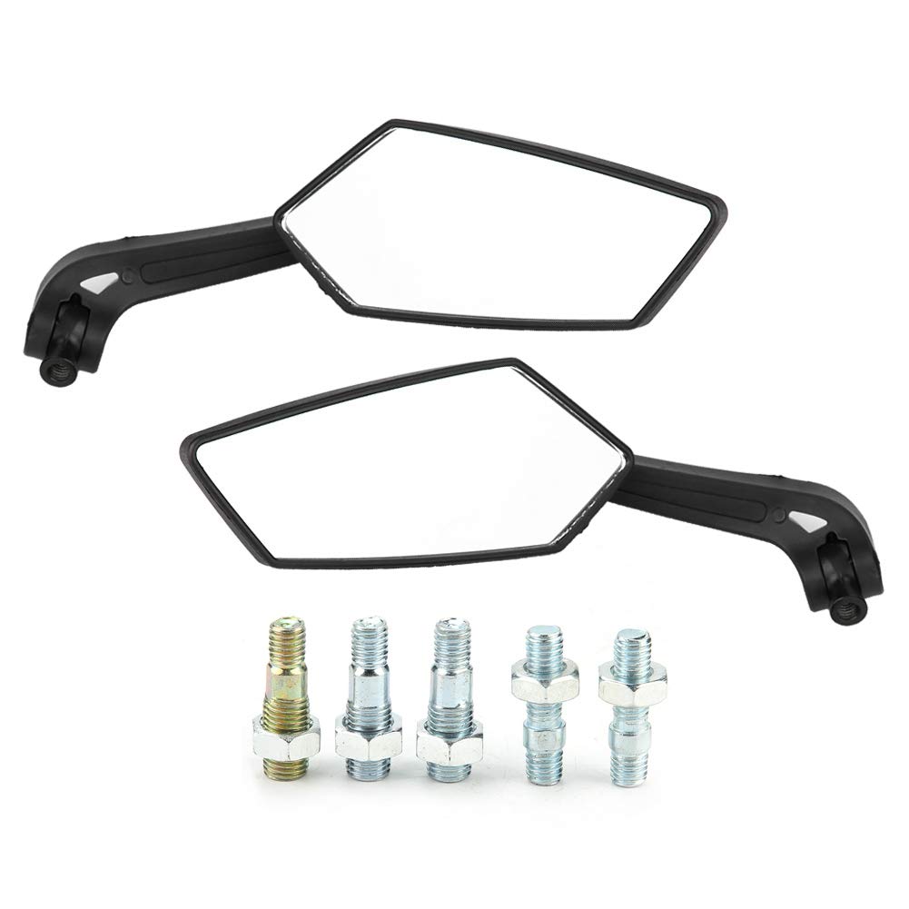 Yctze Black L/R-Bar Retro Motorcycle Side Mirrors - 2-Pack for Cruisers & Cafe Racers