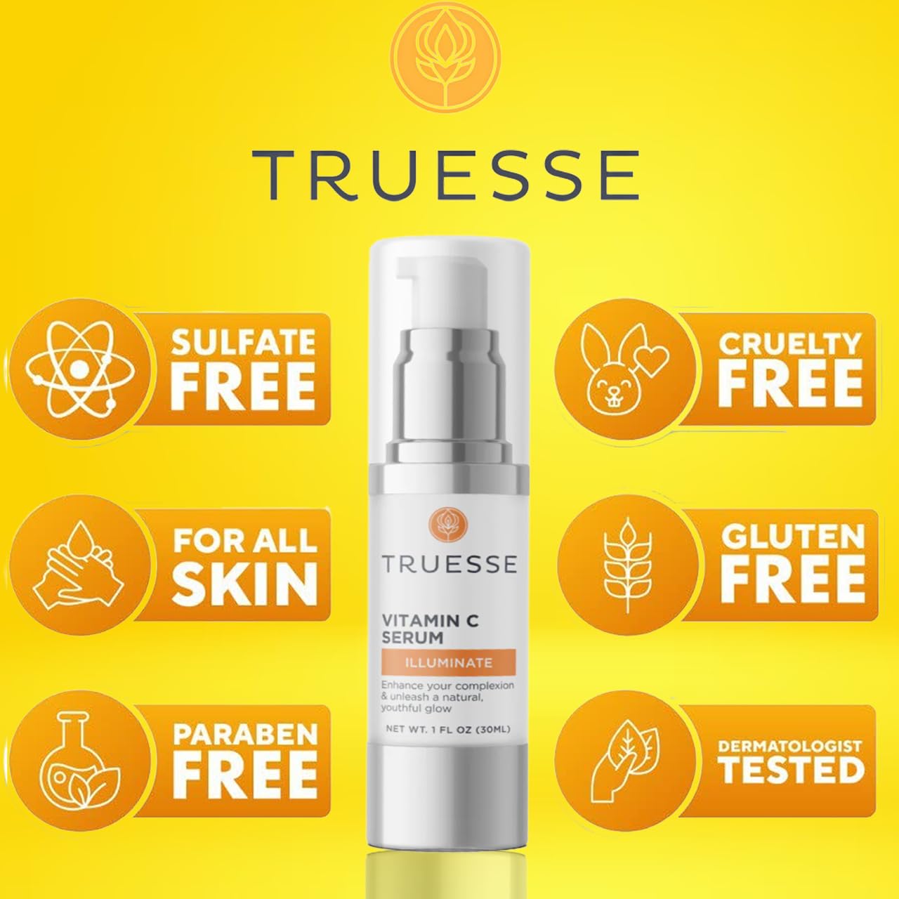 TRUESSE Vitamin C Anti-Aging Serum - Natural Hydrating Facial Serum with Ayurvedic Ingredients for Glowing Skin - 1 fl oz | Perfect for Daily Skincare Routine & Reducing Wrinkles
