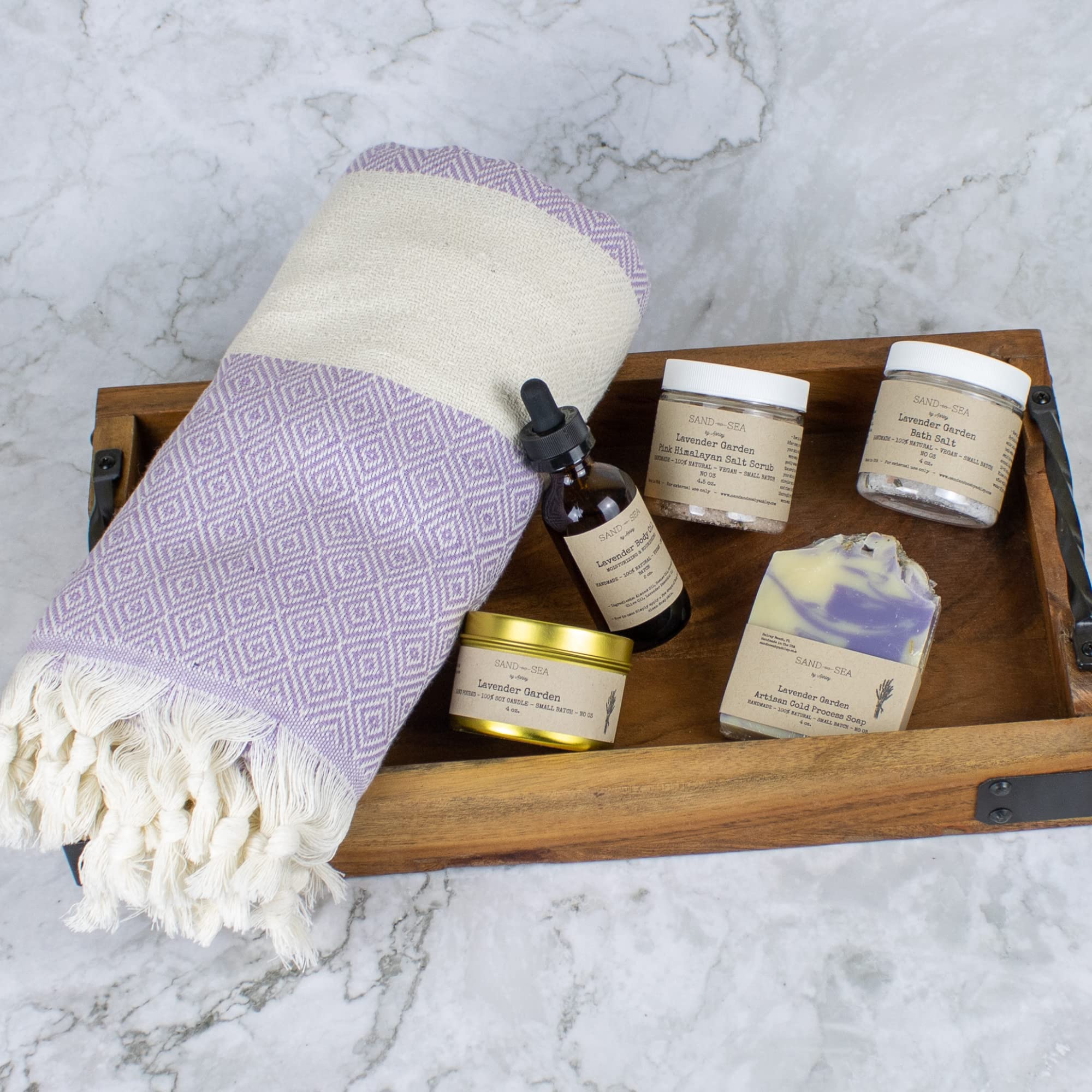 Luxury Lavender Spa Gift Basket for Women - 13 Piece Handmade Relaxing Self Care Set, Natural Birthday Gift Box for Her - Perfect for Mother's Day, Anniversary & Stress Relief (Lavender Garden)