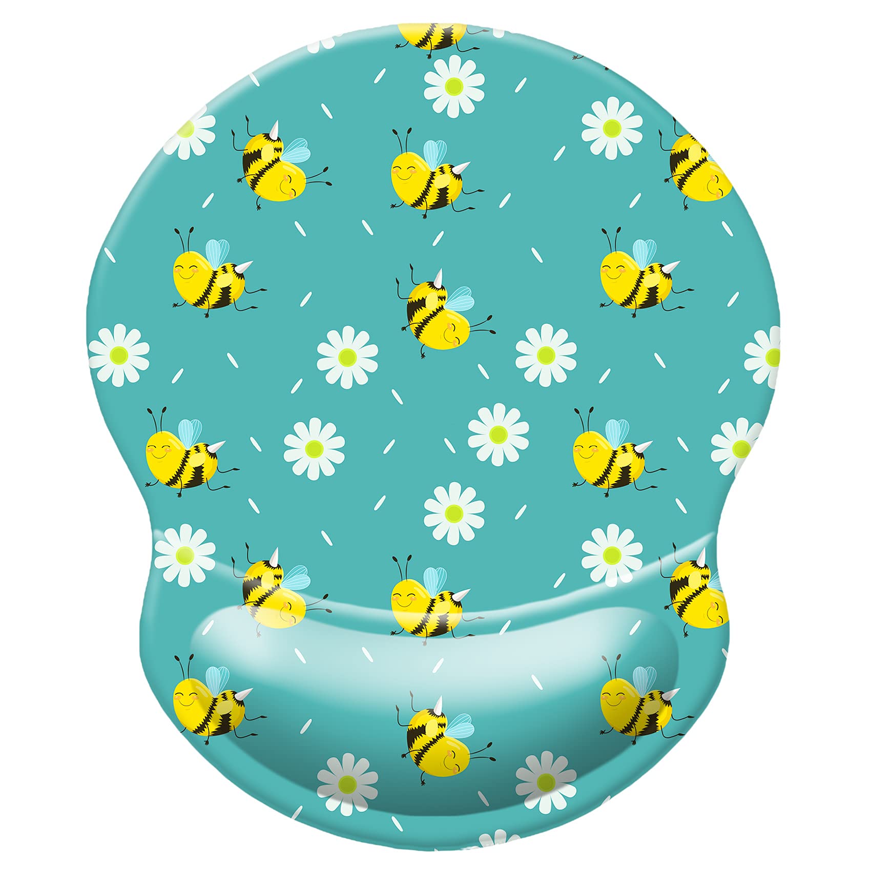 Ergonomic Wrist Mouse Pad with Comfortable Wrist Rest Support - Smooth Cloth Gaming Mouse Mat for Computer, Laptop, Office & Home Use - Perfect for Long Work Hours, Gaming Sessions & Typing (Cute Bee Design)