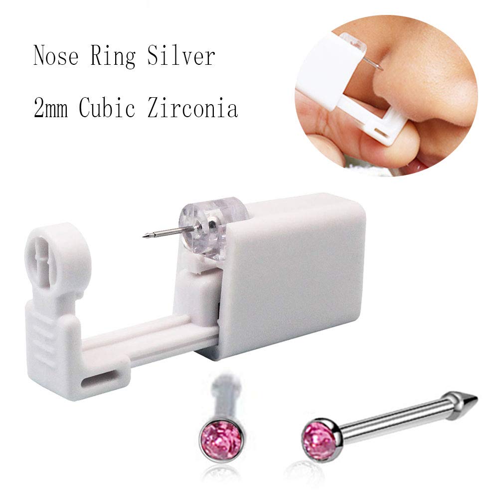 Professional Nose Piercing Kit - Safe & Easy Self Piercing Gun Tool for Nose Studs (Pink) | Perfect for Home Use, Piercing Parties & Professional Salons