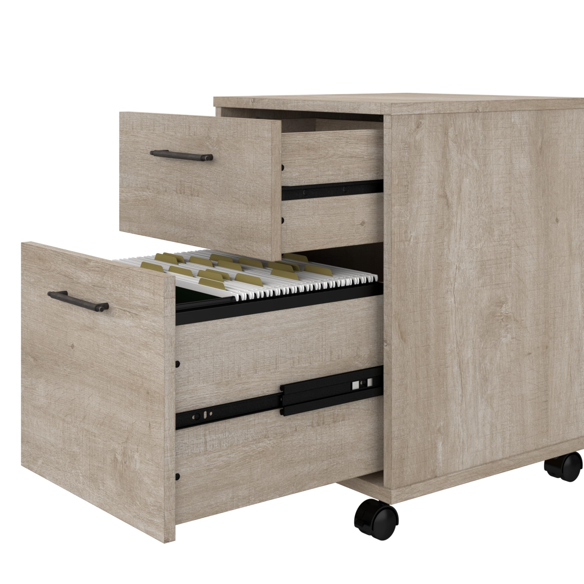 Bush Furniture Key West 2-Drawer Mobile File Cabinet - Rolling Office Storage Cabinet for Home & Workspace | Perfect for Organizing Documents in Small Spaces & Home Offices
