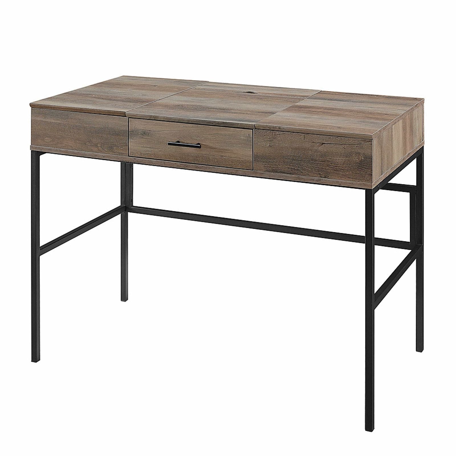 ADEPT Modern Desk in Rustic Oak Finish - Solid Wood Home Office Desk with Storage Drawer | Perfect for Small Spaces, Home Office & Study Room