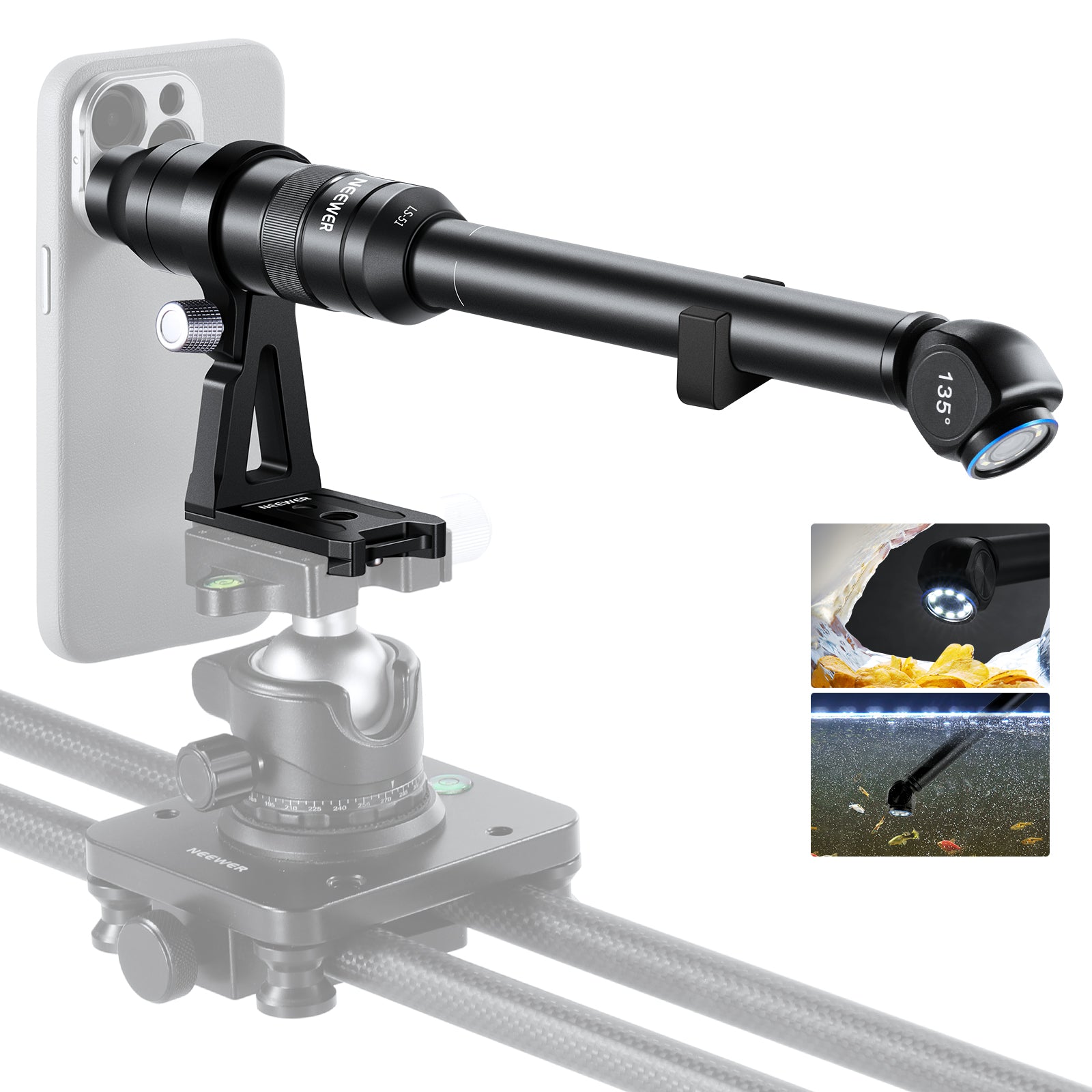 NEEWER LS 51 18mm 2x Macro Probe Lens with 17mm Thread - Professional Close-Up Photography for Jewelry, Electronics & Small Object Inspection
