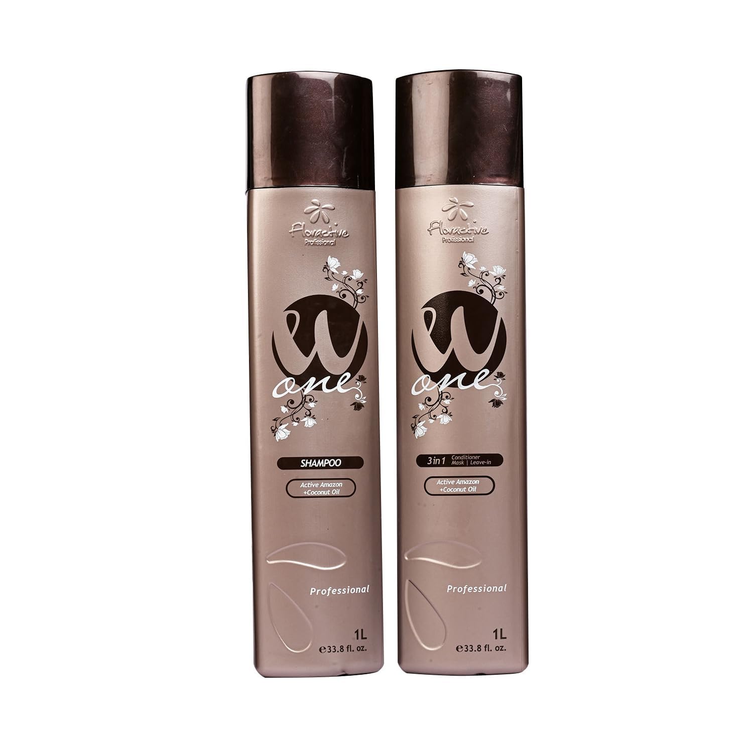 W One Shampoo & 3-in-1 Conditioner Set 1000ml (33.8oz) - Brown Hair Care for Men & Women - Perfect for Daily Use, Travel & Gym