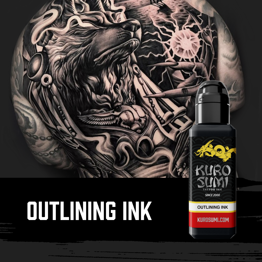 Kuro Sumi Outlining Ink - Professional Tattoo Ink for Precise Lines & Lasting Results | Perfect for Tattoo Artists & Body Art Enthusiasts