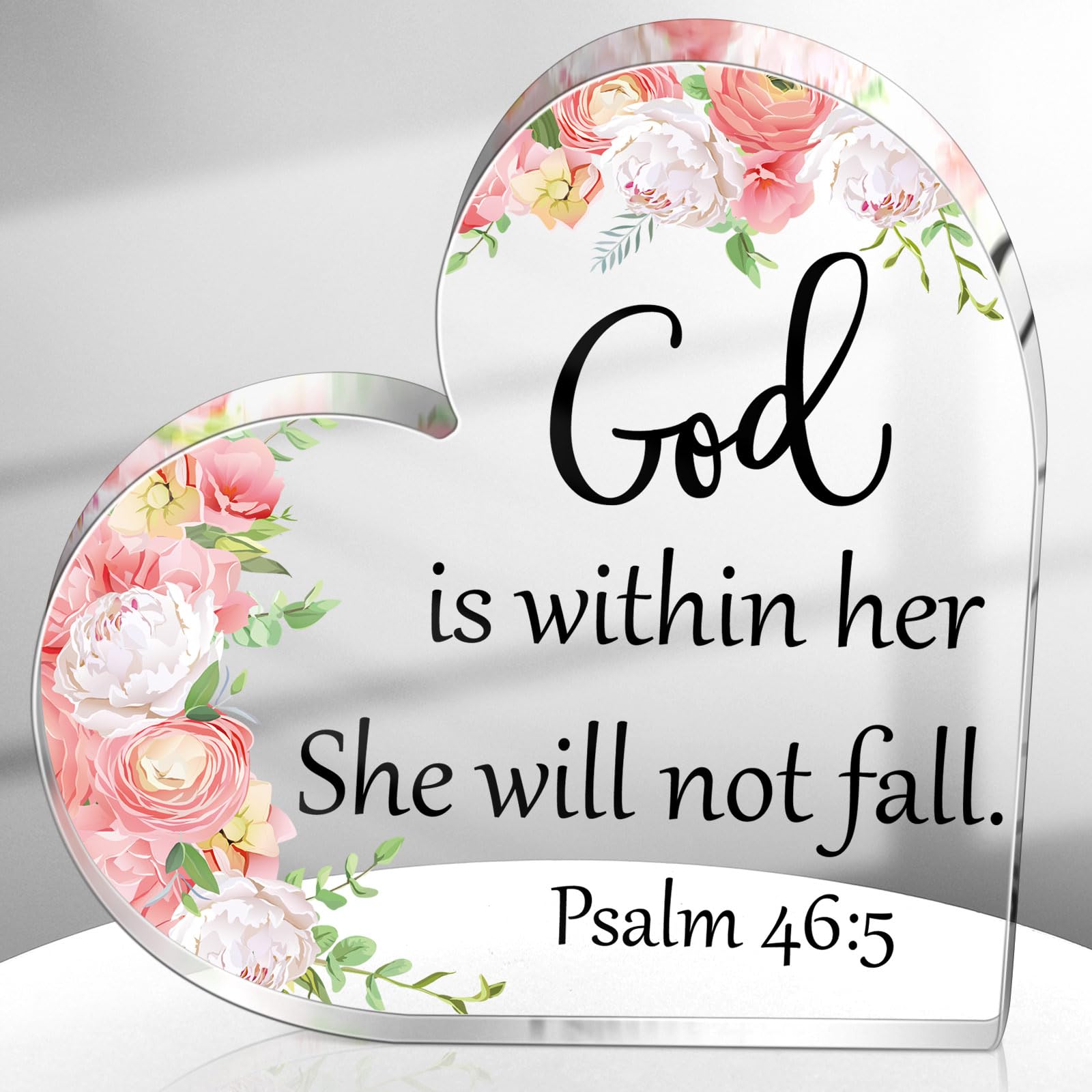 Gerrii Christian Gifts for Women - Inspirational Bible Verse Acrylic Plaque Decor for Desk, Home, Office - Religious Spiritual Gift for Mom, Sister, Friend - Perfect for Birthday, Christmas, Mother's Day - Floral Design Home Decor