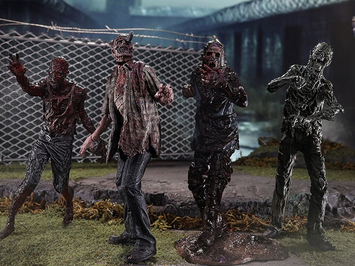 The Walking Dead TV Series Walker Zombie Action Figures 4-Pack - Collectible Horror Decor for Fans & Gift Ideas
