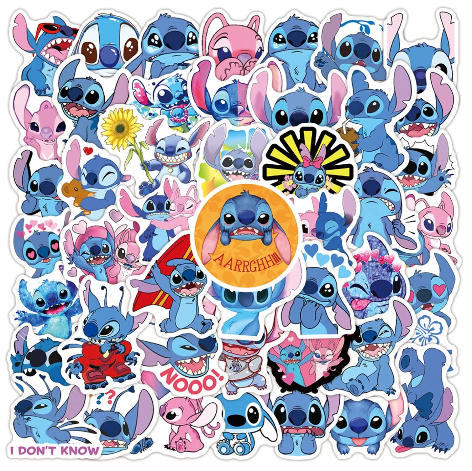 HNTR Stitch Stickers - 50 Cute and Adorable Vinyl Decals for Laptops, Water Bottles, Journals & DIY Crafts - Perfect for Scrapbooking, Gift Wrapping and Personalizing Your Belongings