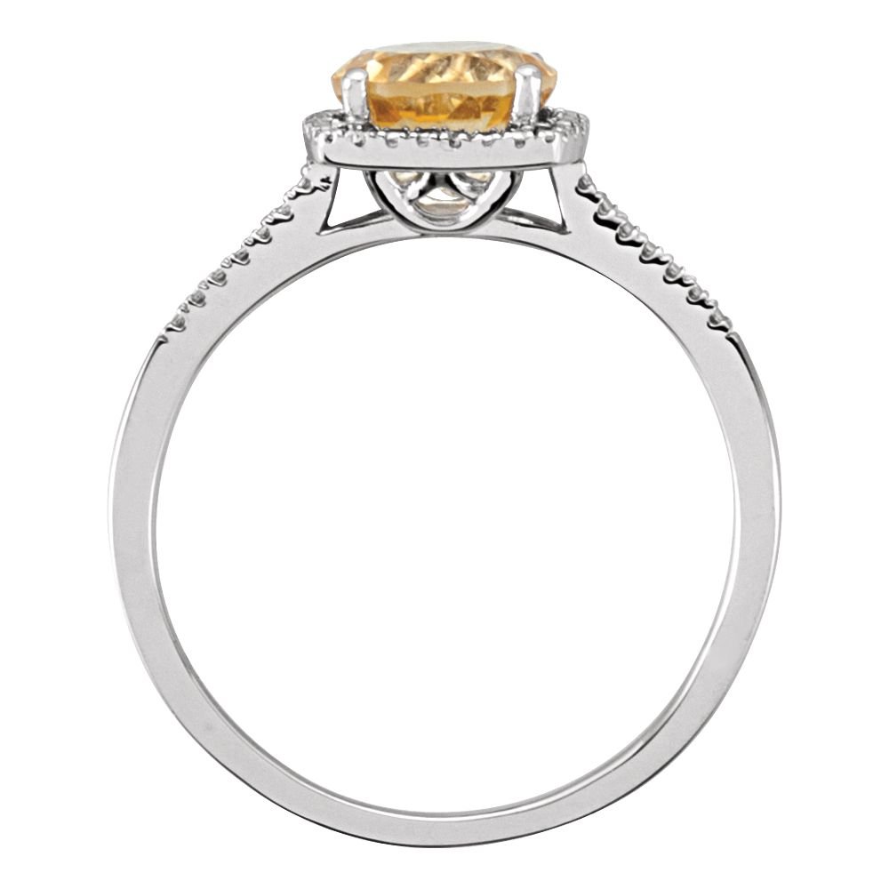 Natural Citrine & Diamond Sterling Silver Ring for Women | 0.01 CTW Gemstone Jewelry | Elegant Gift for Birthday, Anniversary & Special Occasions