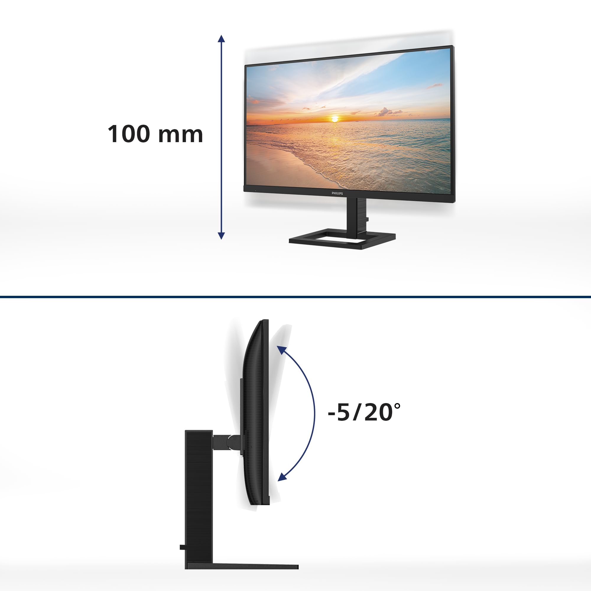 PHILIPS 27E1N1800A/00 27-Inch 4K Ultra HD LED Computer Monitor - 3840 x 2160 Resolution, 68.6 cm Display, Black - Perfect for Home Office, Gaming & Graphic Design