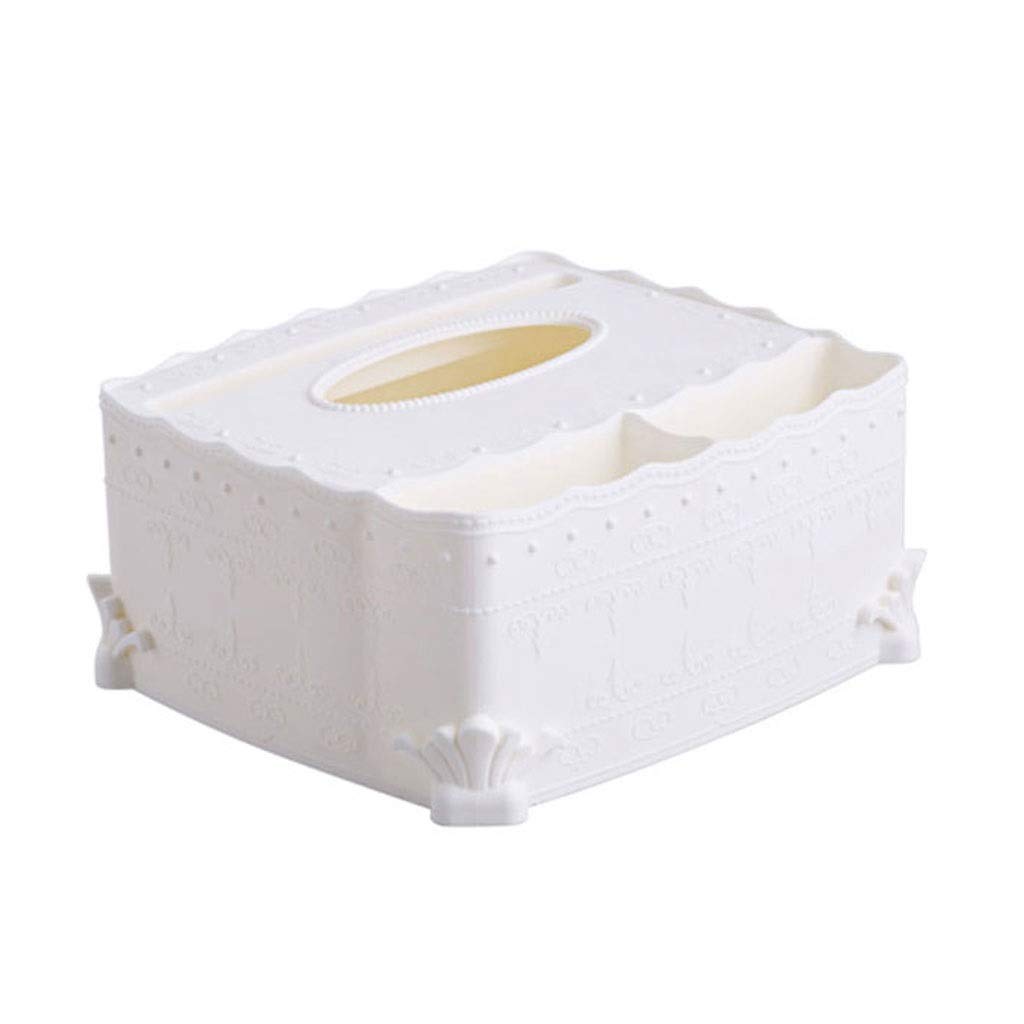 European Carved Tissue Box Holder - Elegant White Desktop Napkin Tray for Living Room & Coffee Table | Creative Home Decor Storage Box | Perfect for Home, Office, and Gift Giving