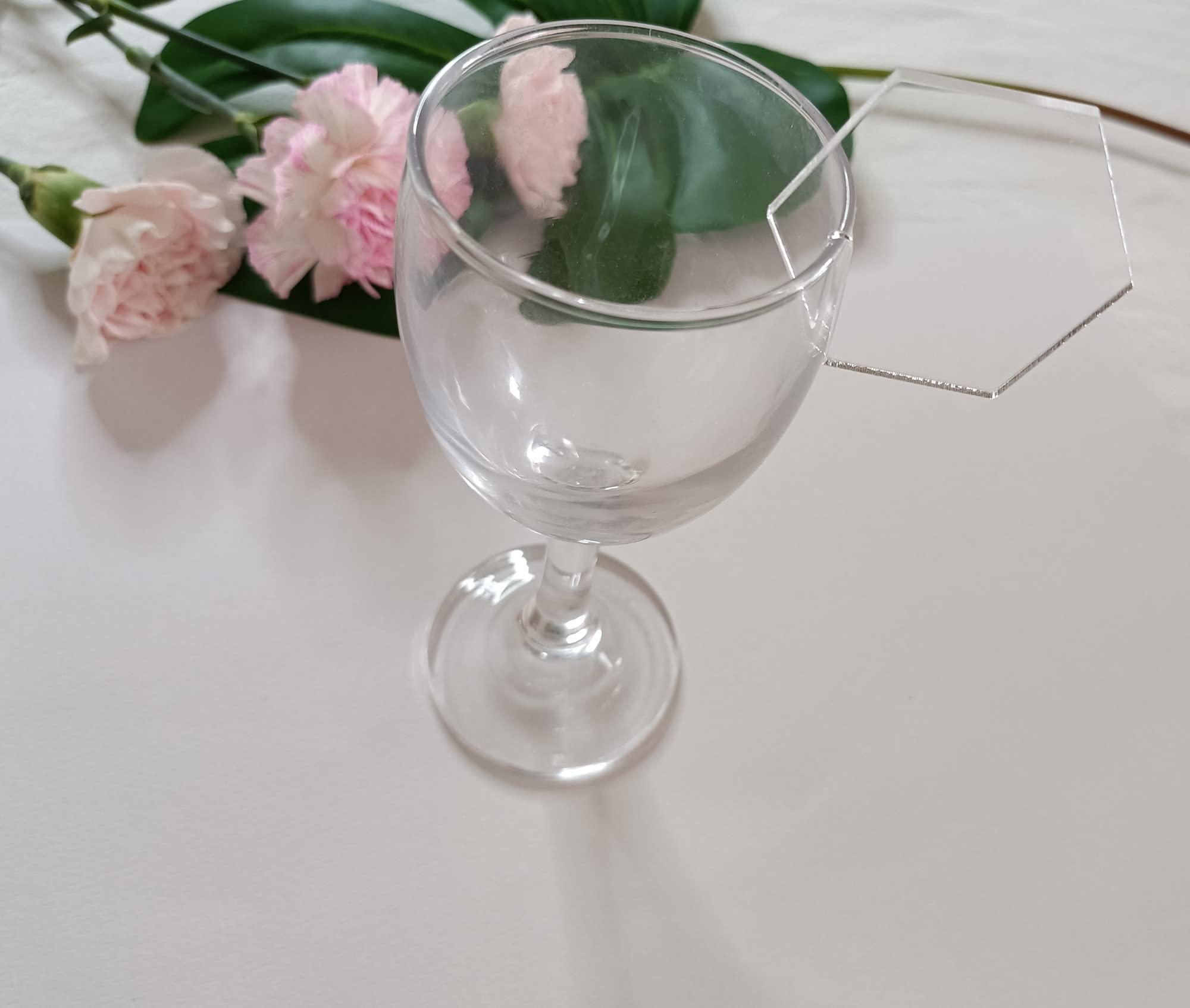 20pcs Clear Acrylic Blank Hexagon Champagne Glass Markers - Wedding Favors, Party Decorations, Baby Shower Supplies - Perfect for Drink Labeling, Table Setting & Event Decor