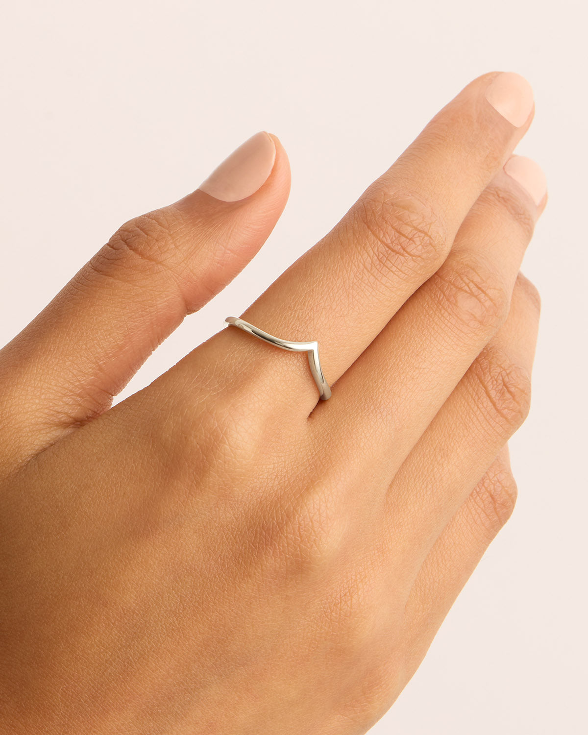14K Solid White Gold Arch Ring for Women - Elegant Stackable Band for Engagement, Wedding, Anniversary & Everyday Wear