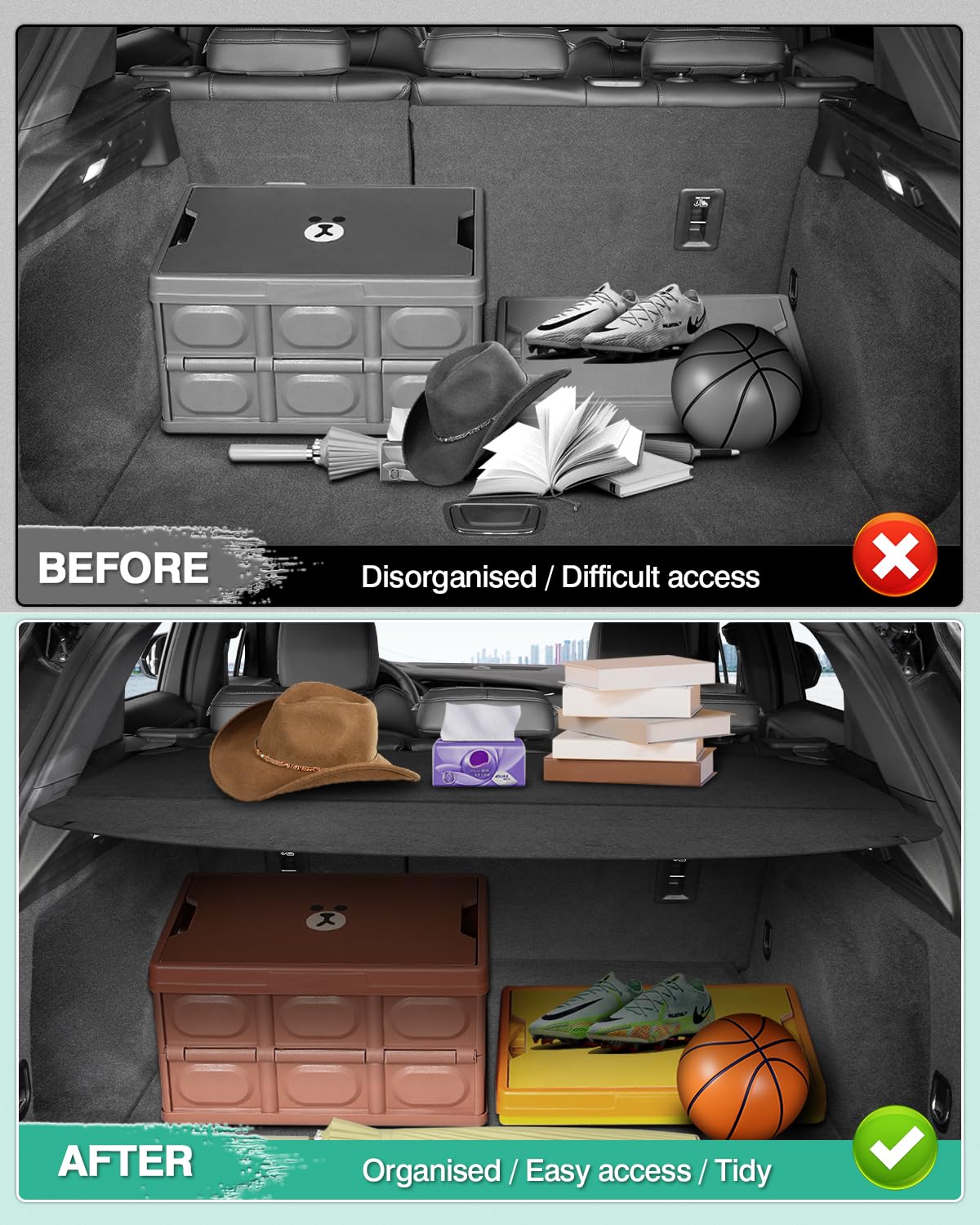 Premium Retractable Cargo Cover for 2019-2025 Cadillac XT4 - Durable Trunk Shade Protector, Luggage Cover Accessory (Heavy-Duty Load Bearing) - Perfect for Road Trips, Grocery Hauling & Privacy Protection
