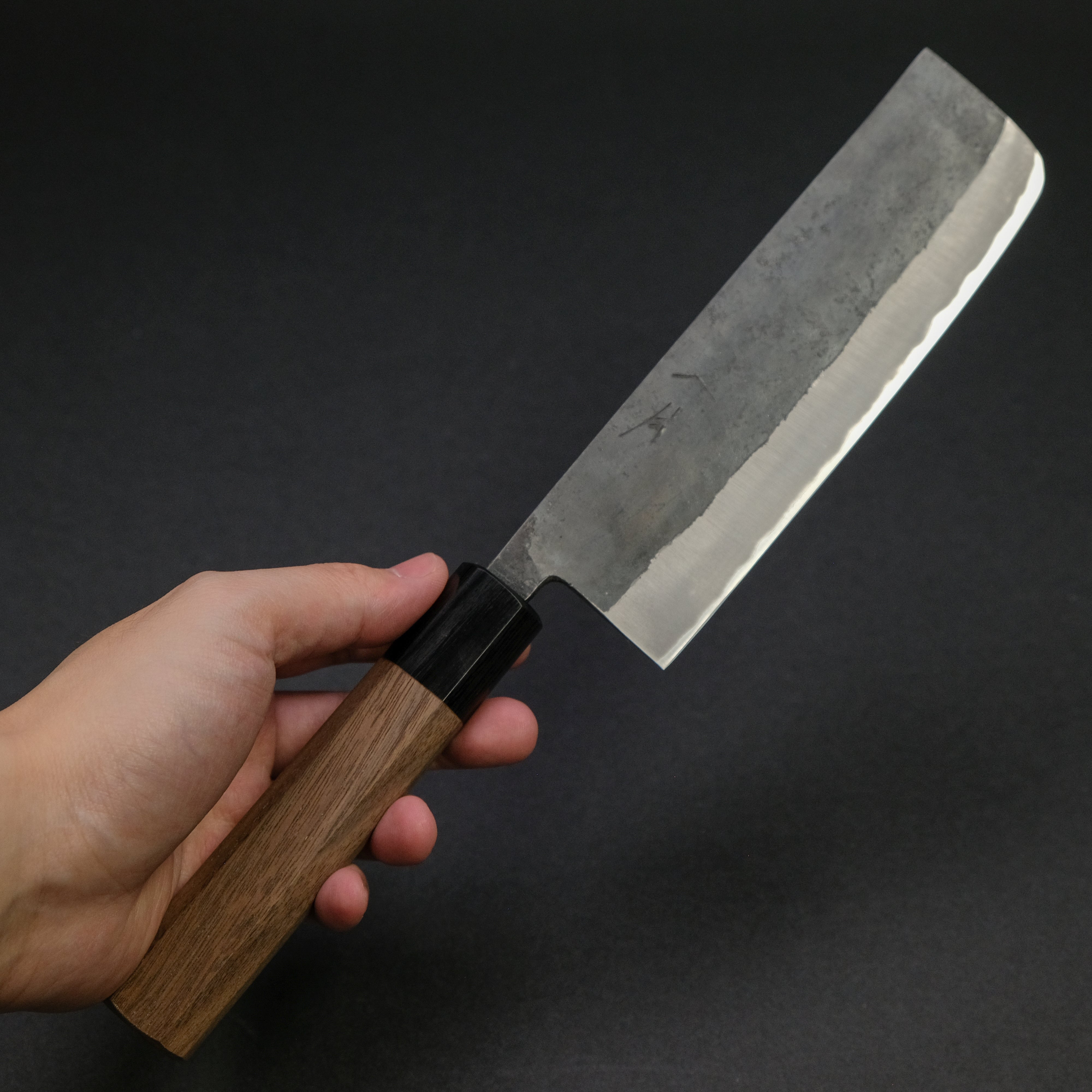 Hitohira Harima Forged Blue Super Stainless Clad Nakiri Knife with Walnut Handle - Professional Japanese Vegetable Knife for Precise Chopping, Slicing & Dicing in Home Kitchens & Restaurants