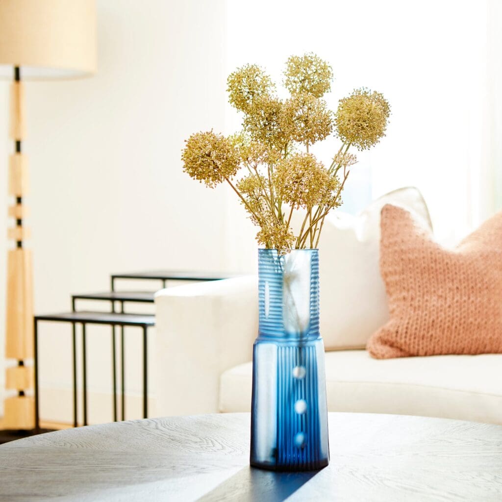 Cyan Design 11100 Olmsted Vase - Blue Ceramic Home Decor, Medium Size for Living Room, Dining Table, or Office Desk Centerpiece
