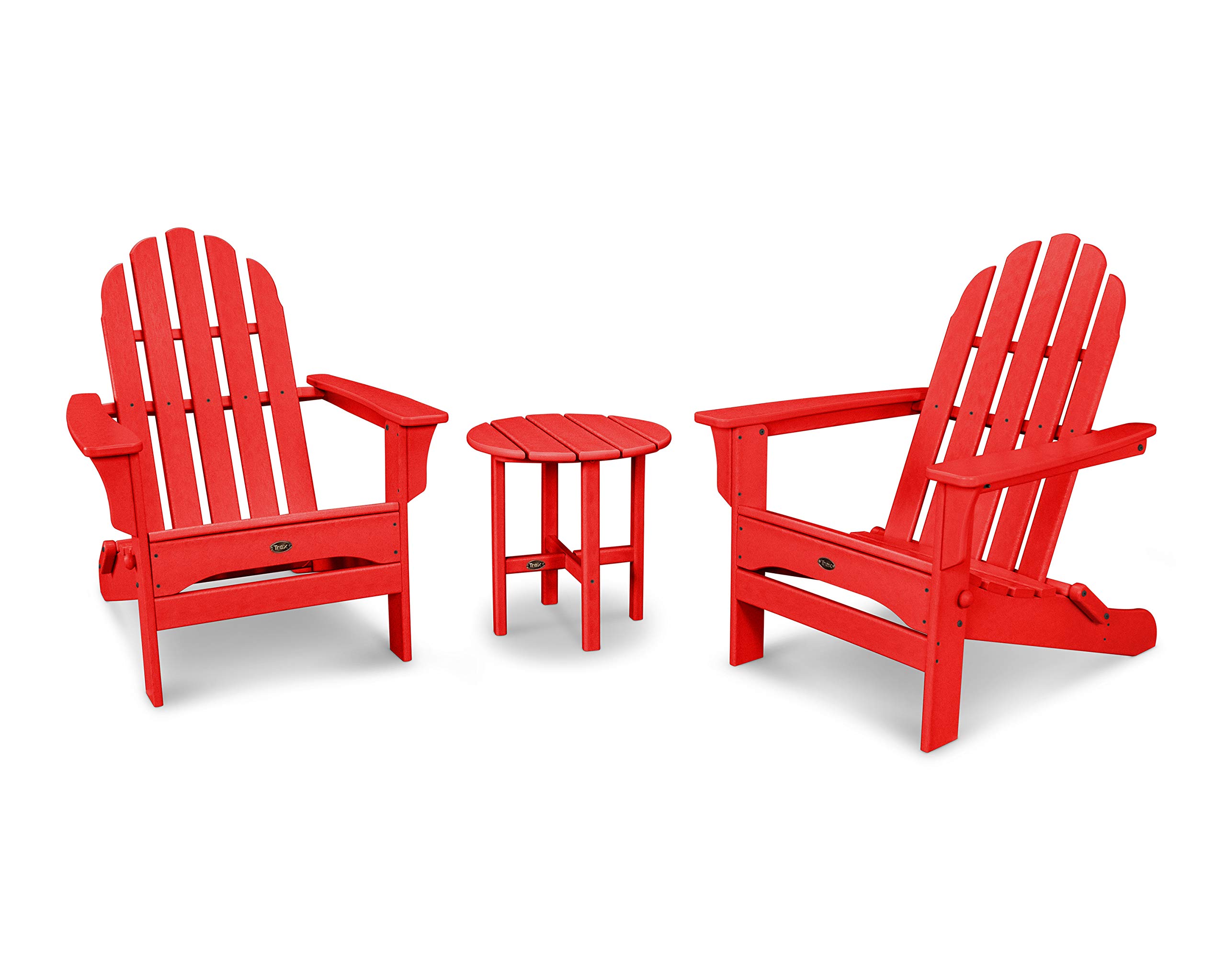 Premium Trex Cape Cod Folding Adirondack Chair Set with Side Table - All-Weather Outdoor Patio Furniture for Backyard, Poolside & Garden Relaxation