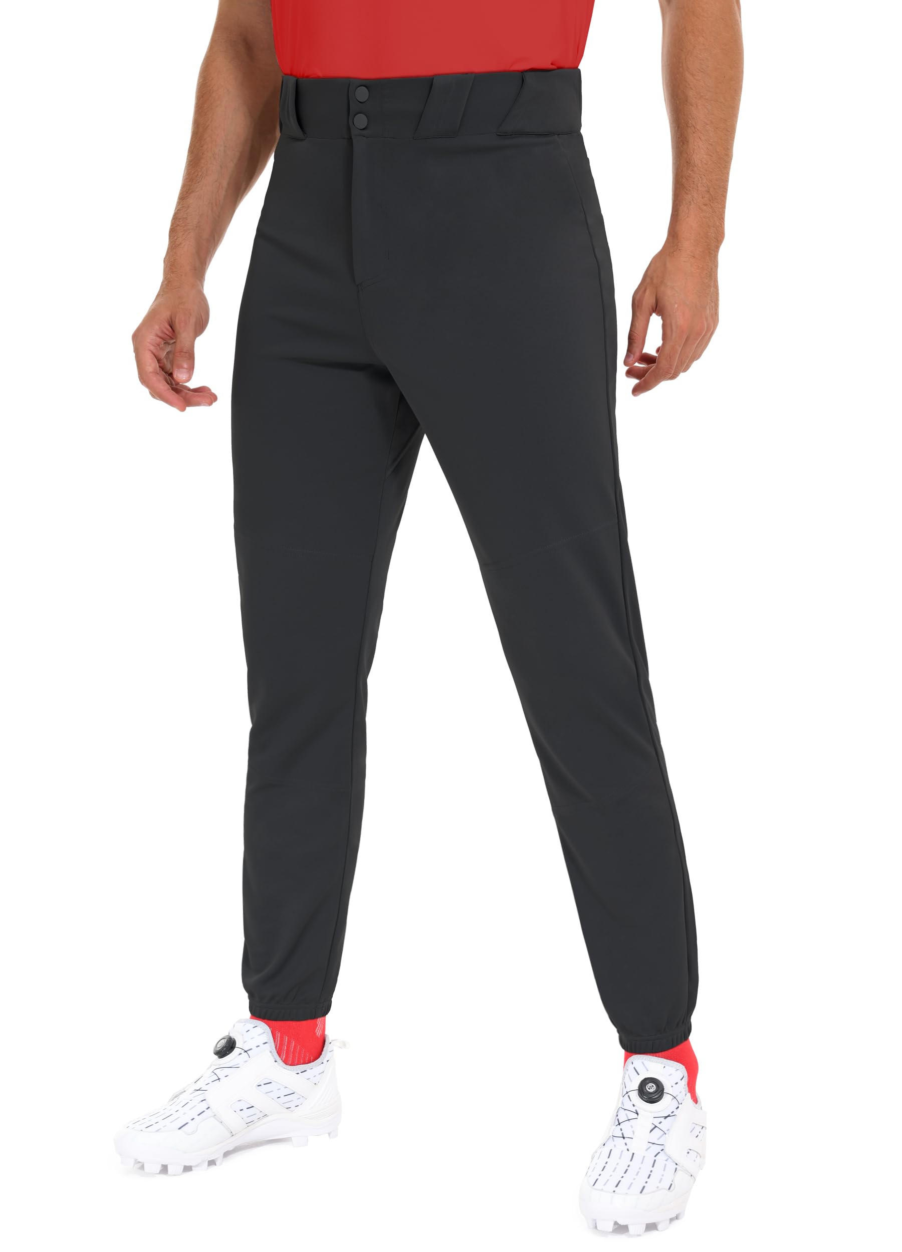 Men's Baseball Jogger Pants - Elastic Tapered Leg with Double-Layered Knee Protection, 2.5