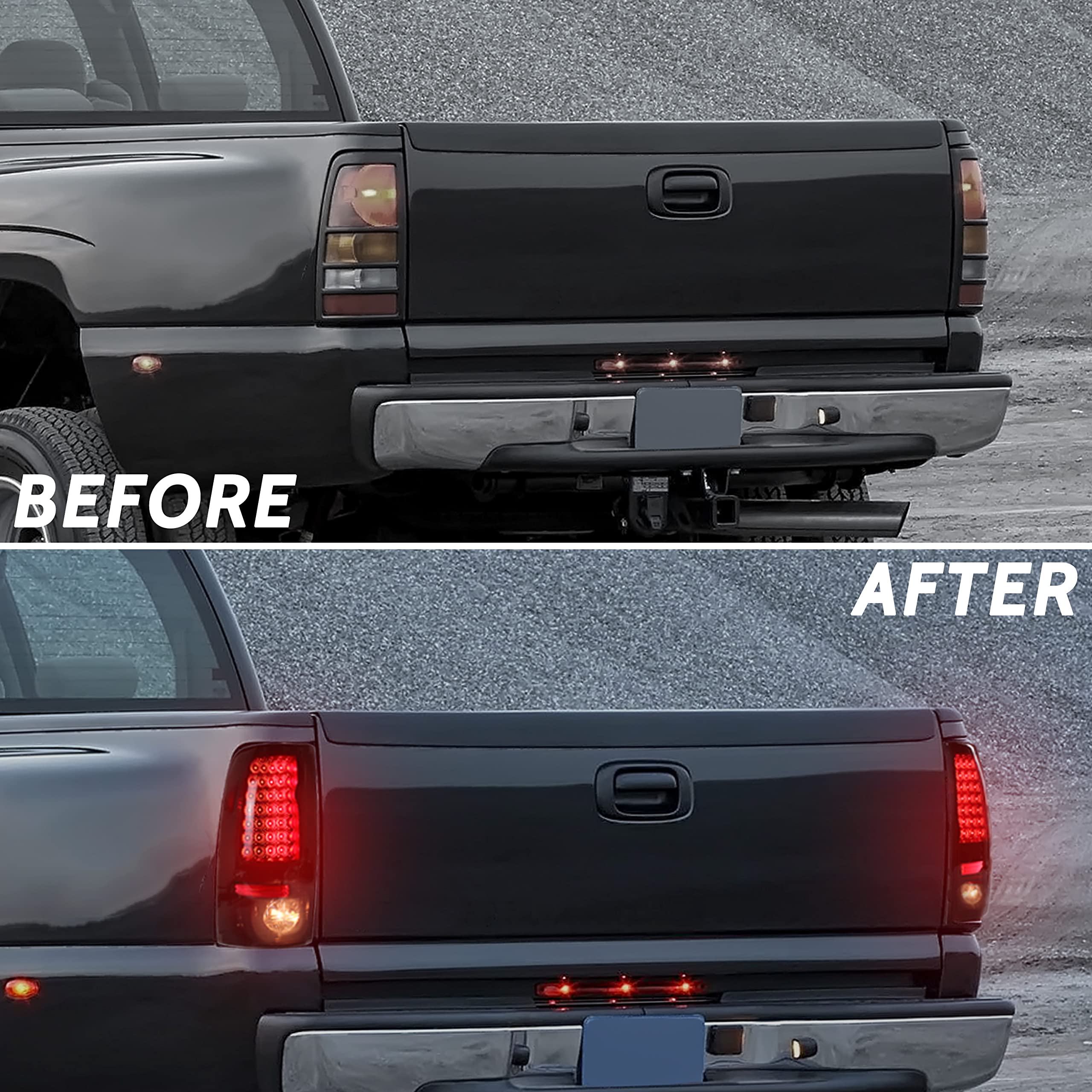 KEWISAUTO Smoked Black LED Tail Lights for Chevy Silverado 1500 2500 3500 & GMC Sierra 1500 2500 3500 (1999-2006) - Brake Rear Lamps, Durable Replacement Accessories - Perfect for Night Driving & Enhanced Vehicle Style