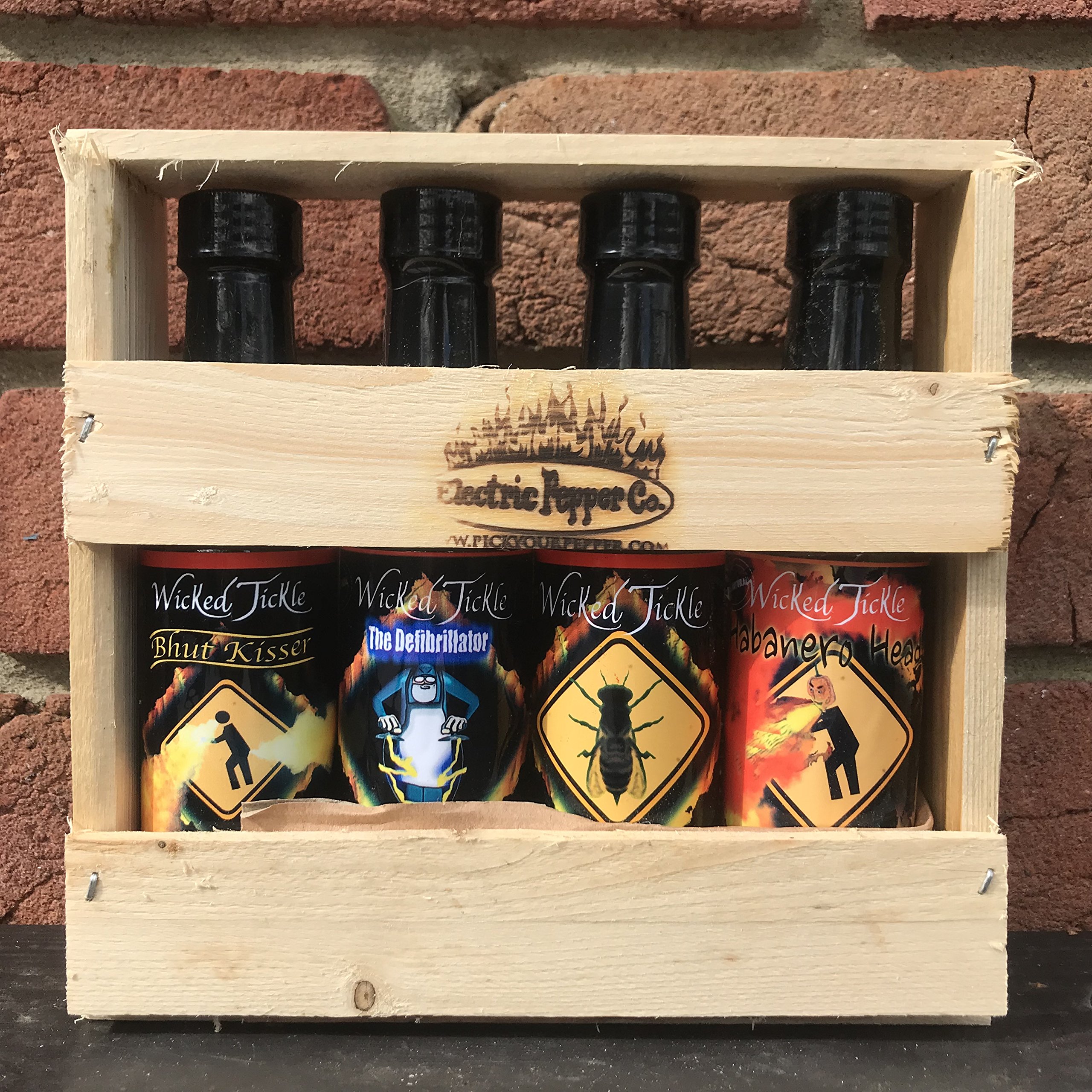 Spicy Ghost Pepper & Habanero Hot Sauce 4-Pack - Extreme Heat Hot Sauce Gift Set for Tacos, Wings, Burgers & BBQ - Wicked Tickle Hot Sauce Variety Pack