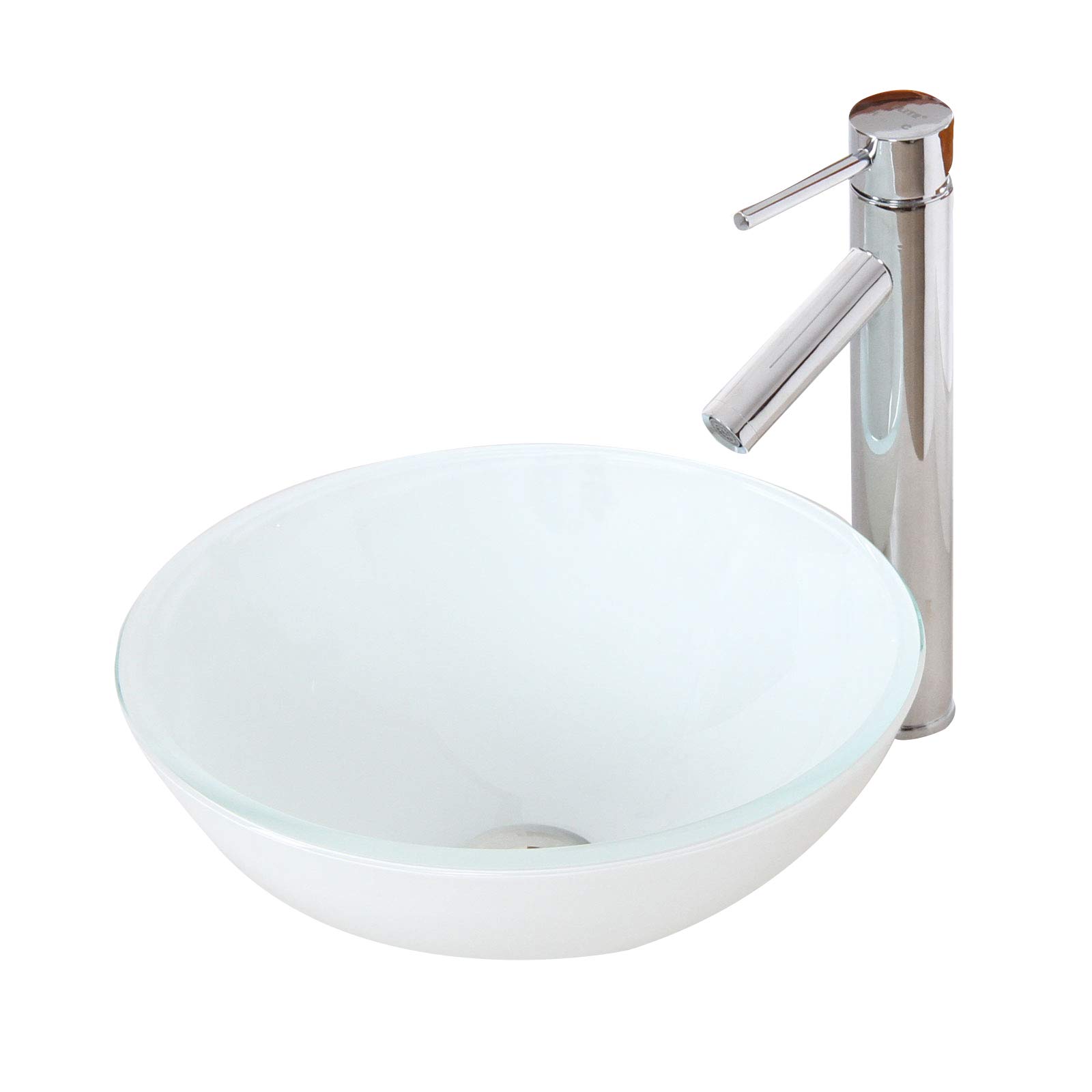 Premium White Patterned Glass Vessel Sink with Chrome Faucet Set - Modern Bathroom Vanity Sink Combo for Contemporary Homes & Luxury Hotels