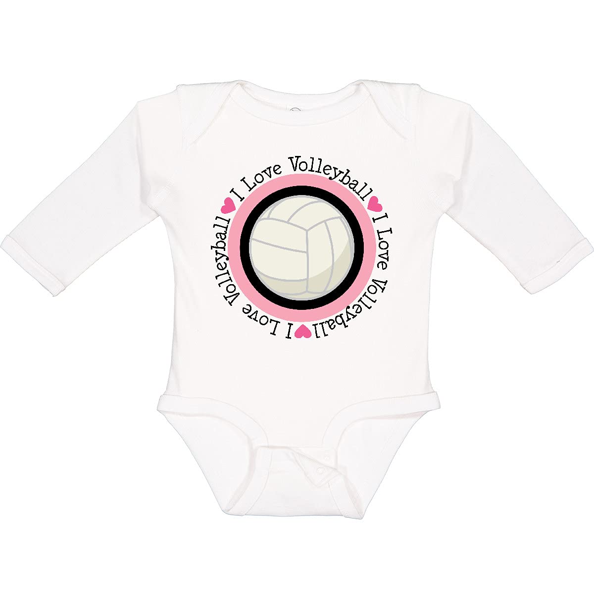 Inktastic I Love Volleyball Sports Long Sleeve Baby Bodysuit - Soft Cotton Creeper for Infants & Toddlers - Perfect for Volleyball Games, Team Spirit & Sports Fan Gifts