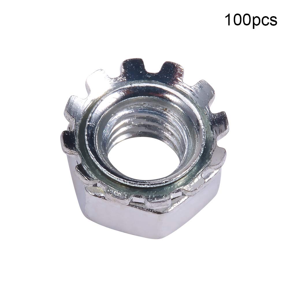 MroMax M4 K-Lock Nuts - 100Pcs Silver Zinc Plated Carbon Steel Keps Lock Nuts for Hardware Fastening | Perfect for Machinery, Furniture & Electrical Appliances | Secure Fasteners for DIY Projects & Industrial Use