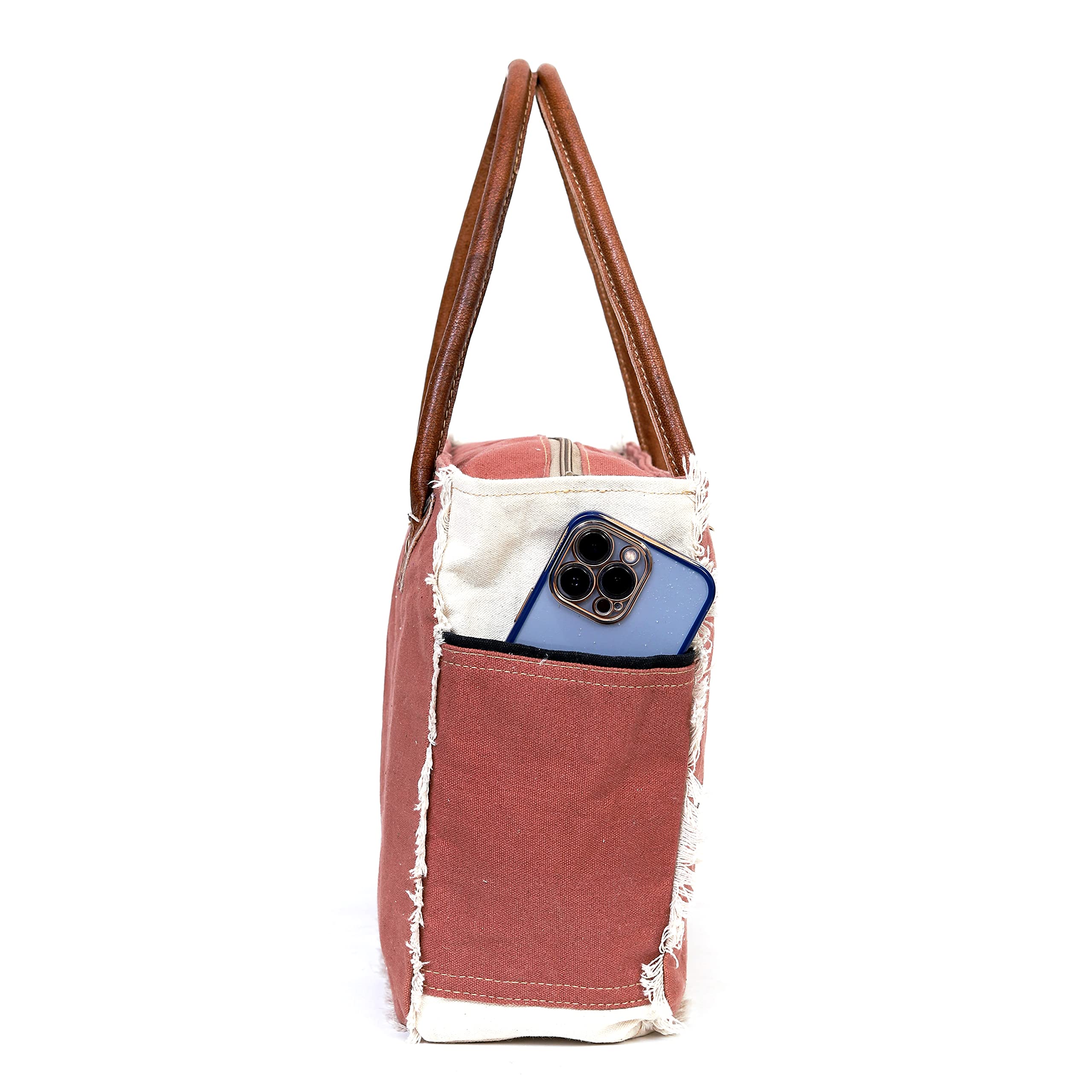 LA BOHEME Upcycled Canvas & Leather Crossbody Bag - Eco-Friendly Vegan Purse for Women, Trendy Shoulder Bag with Adjustable Strap - Perfect for Travel, Shopping & Everyday Use