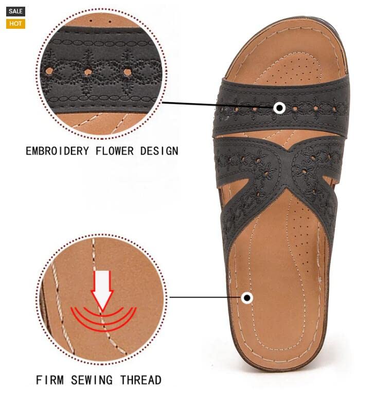 **Women's Thick Platform Embroidered Roman Sandals - Large Size Fish Mouth Casual Wedge Walking Sandals for Beach, Vacation & Summer Outfits**