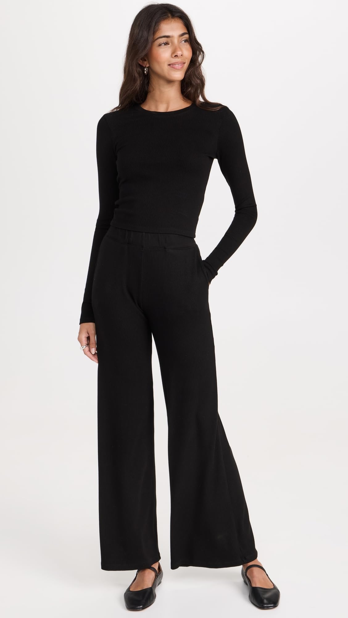 SPRWMN Women's Wide Leg Pants - High Waisted Flowy Trousers for Casual & Office Wear | Comfortable Stretch Fabric for Everyday Outfits & Work Attire