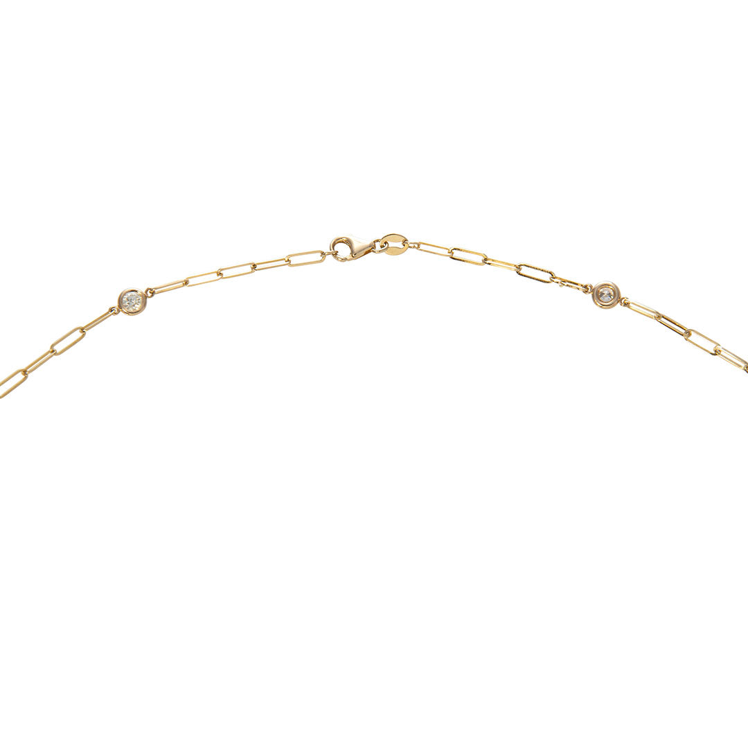 14K Yellow Gold Paperclip Necklace with Diamonds by the Yard - Elegant Everyday Jewelry for Women