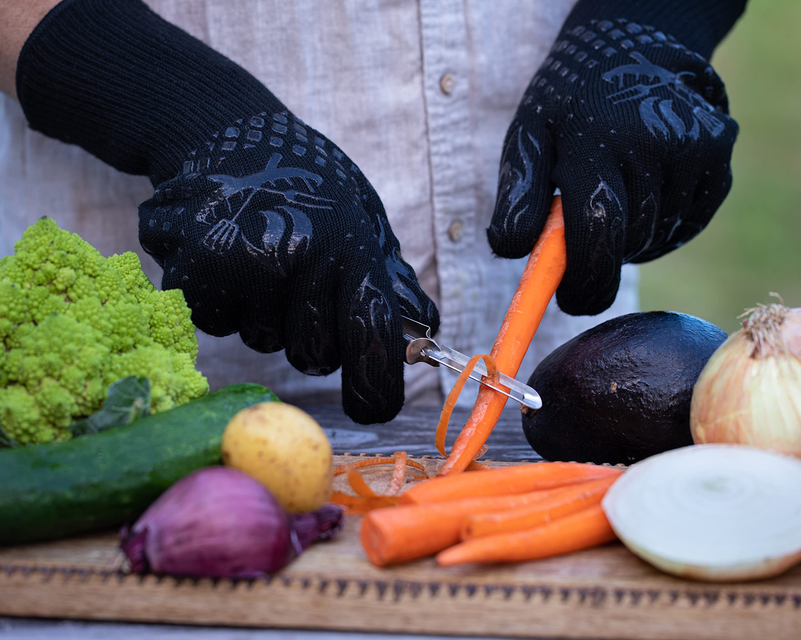 Heat Resistant BBQ Gloves - 1472°F High Temperature Grilling Gloves with Non-Slip Silicone Grip - Perfect for Outdoor Cooking, Barbecue, Oven Use, Baking & Kitchen Safety - Ideal for Grilling, Smoking, Camping & Backyard Parties
