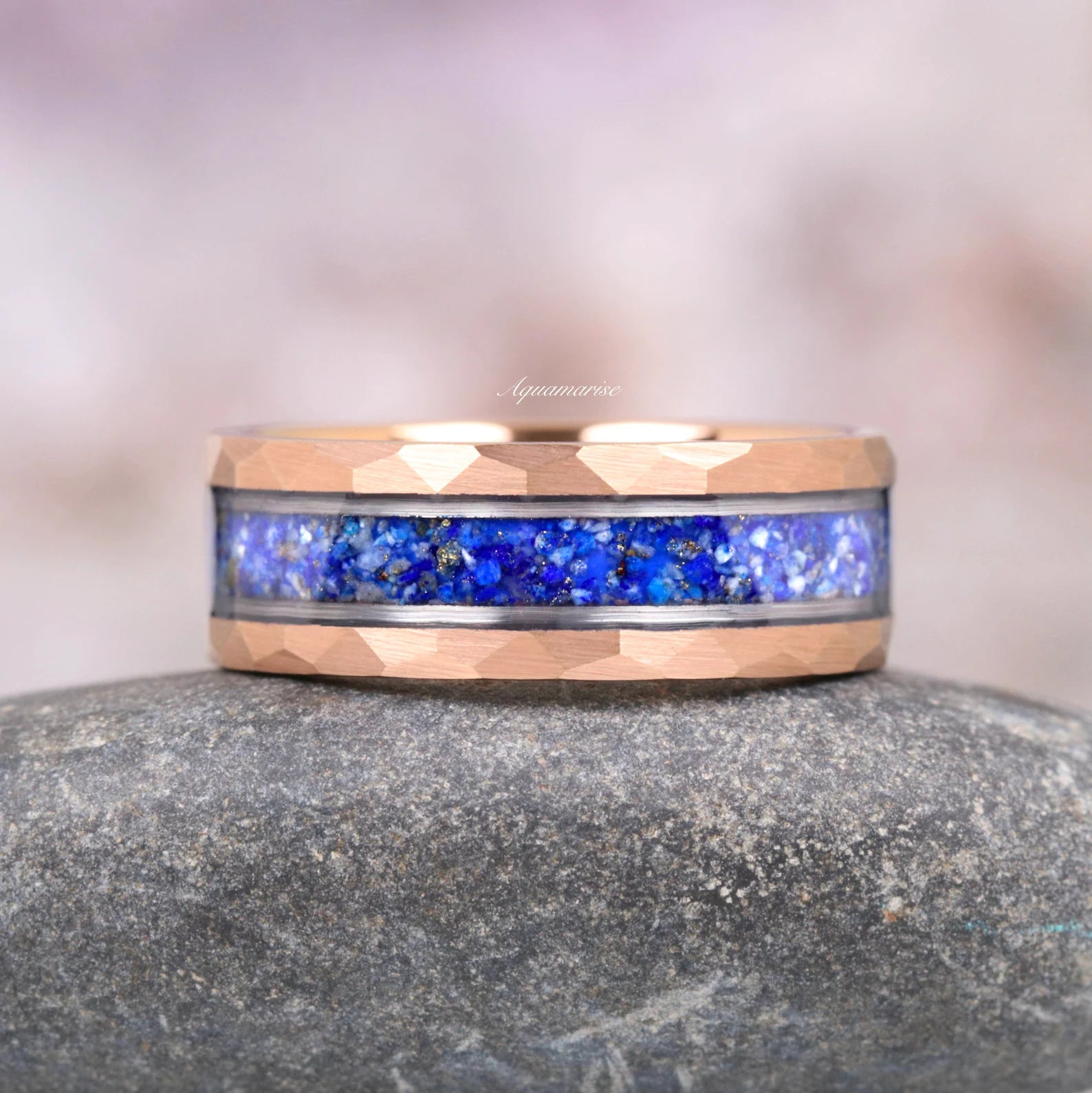Skye Kite™ Blue Lapis Lazuli & Moonstone Couple Rings - Matching His & Hers Wedding Bands, Spiritual Healing Jewelry for Couples - Perfect for Anniversaries, Engagements and Romantic Gifts