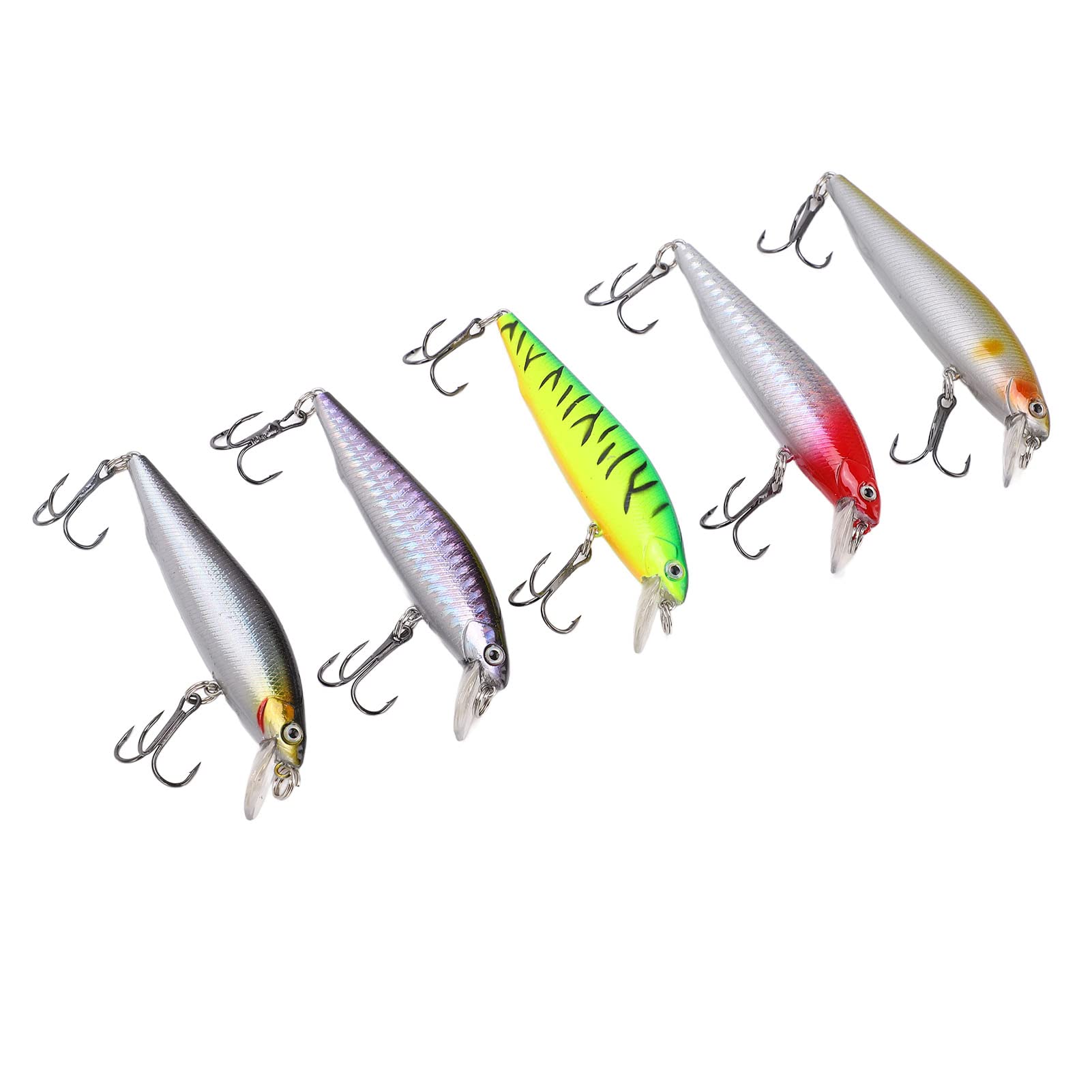 5pcs Long Throw Minnow Fishing Lures - High Resolution Acuminate Design with Steel Ball for Bass, Trout & Freshwater Fishing | Perfect for Riverside, Lake & Stream Angling