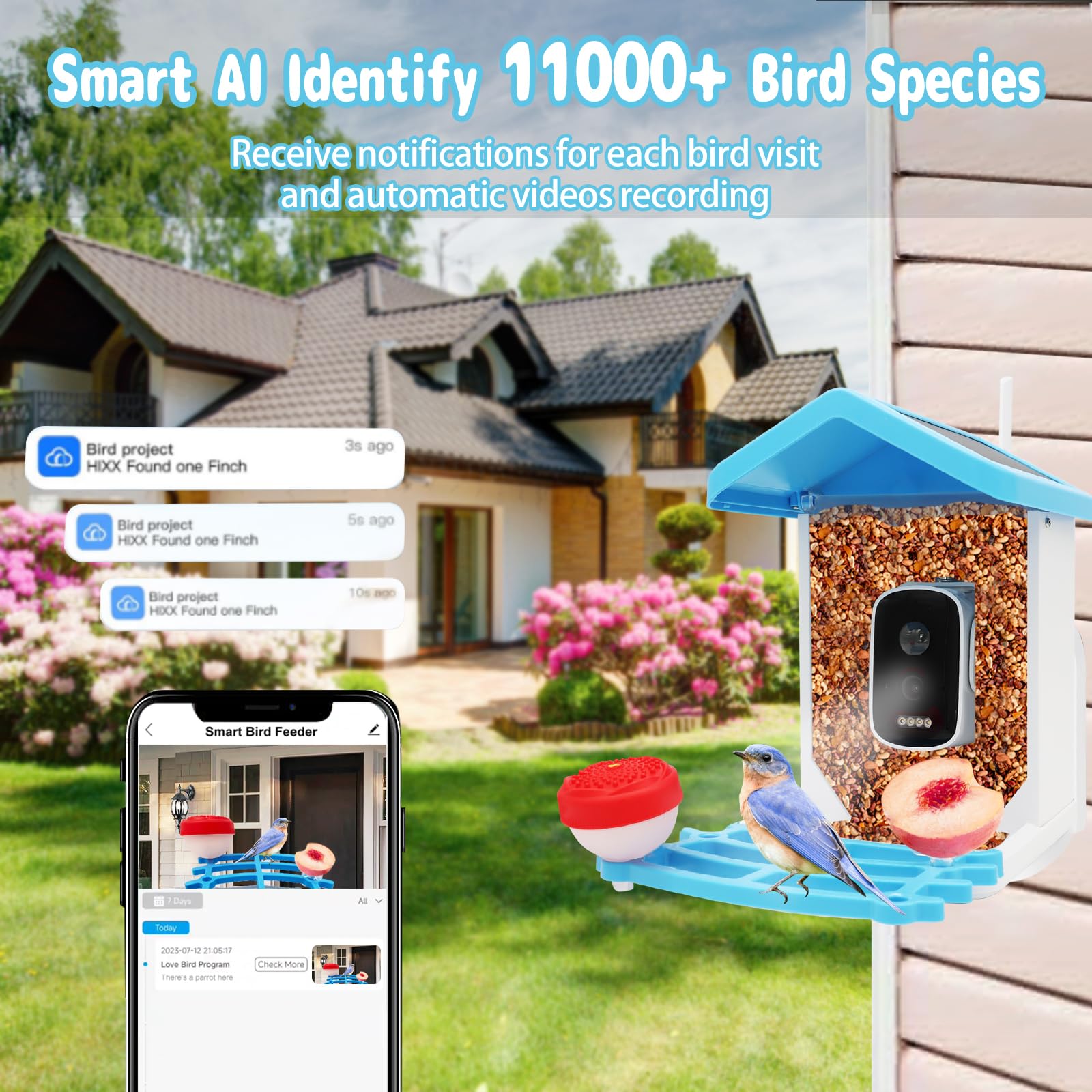 Smart Bird Feeder with Camera - 4K HD AI Bird Identification, Solar Powered, Auto Capture & Motion Detection - Perfect Gift for Bird Lovers, Grandma & Mom - Ideal for Backyard Birdwatching & Nature Enthusiasts