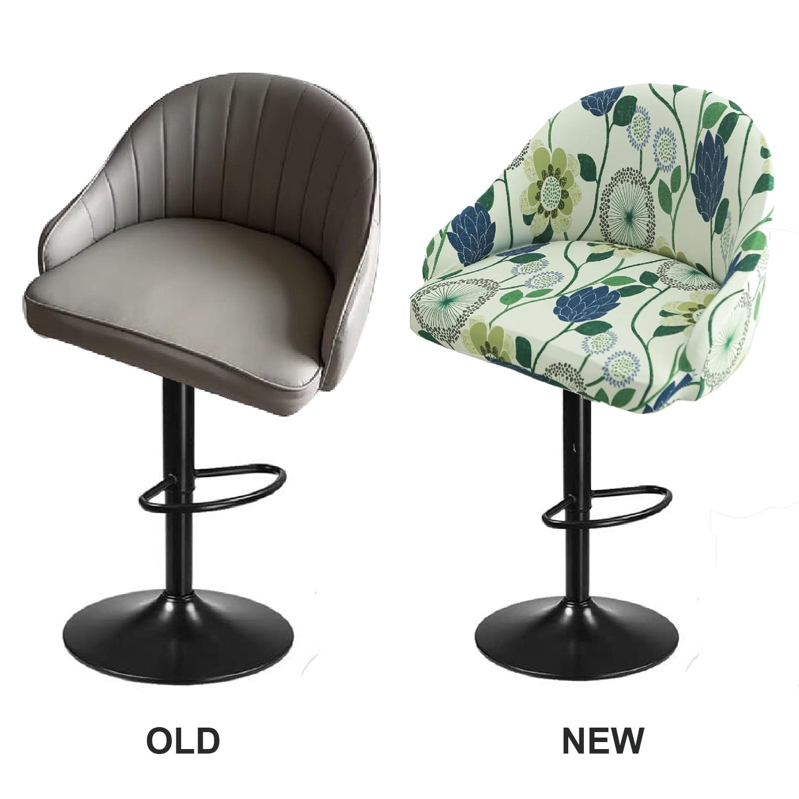 Stretch Bar Stool Covers with Round Back & Arms - Swivel Chair Slipcovers for Kitchen Island, Counter, or Dining Room - Waterproof & Elastic Fabric for Home Decor & Protection