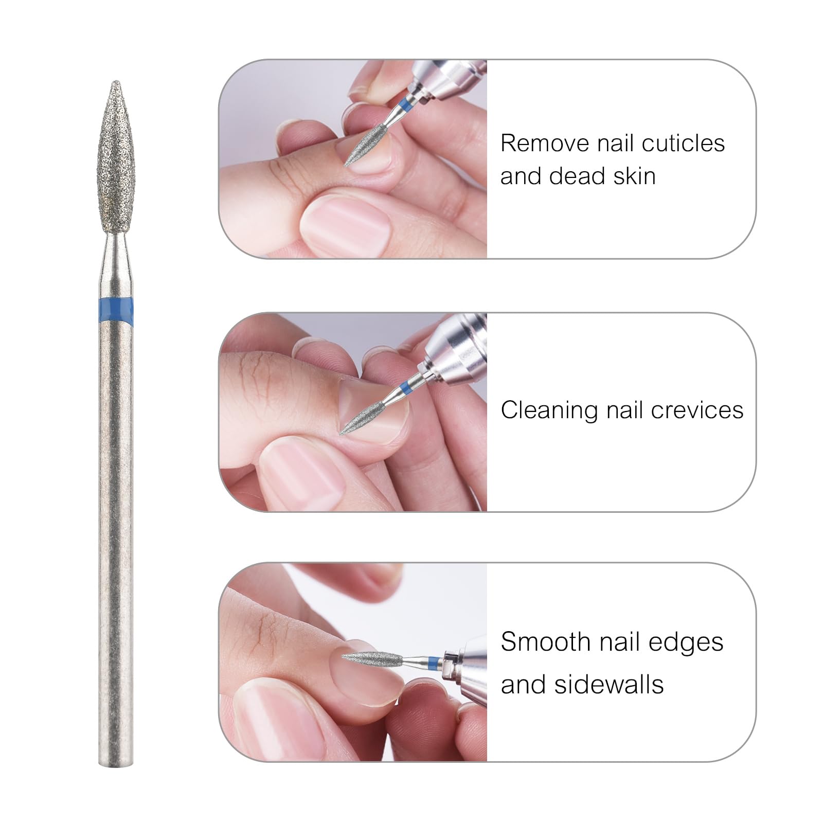 10Pcs Flame Shape Cuticle Nail Drill Bits 3/32