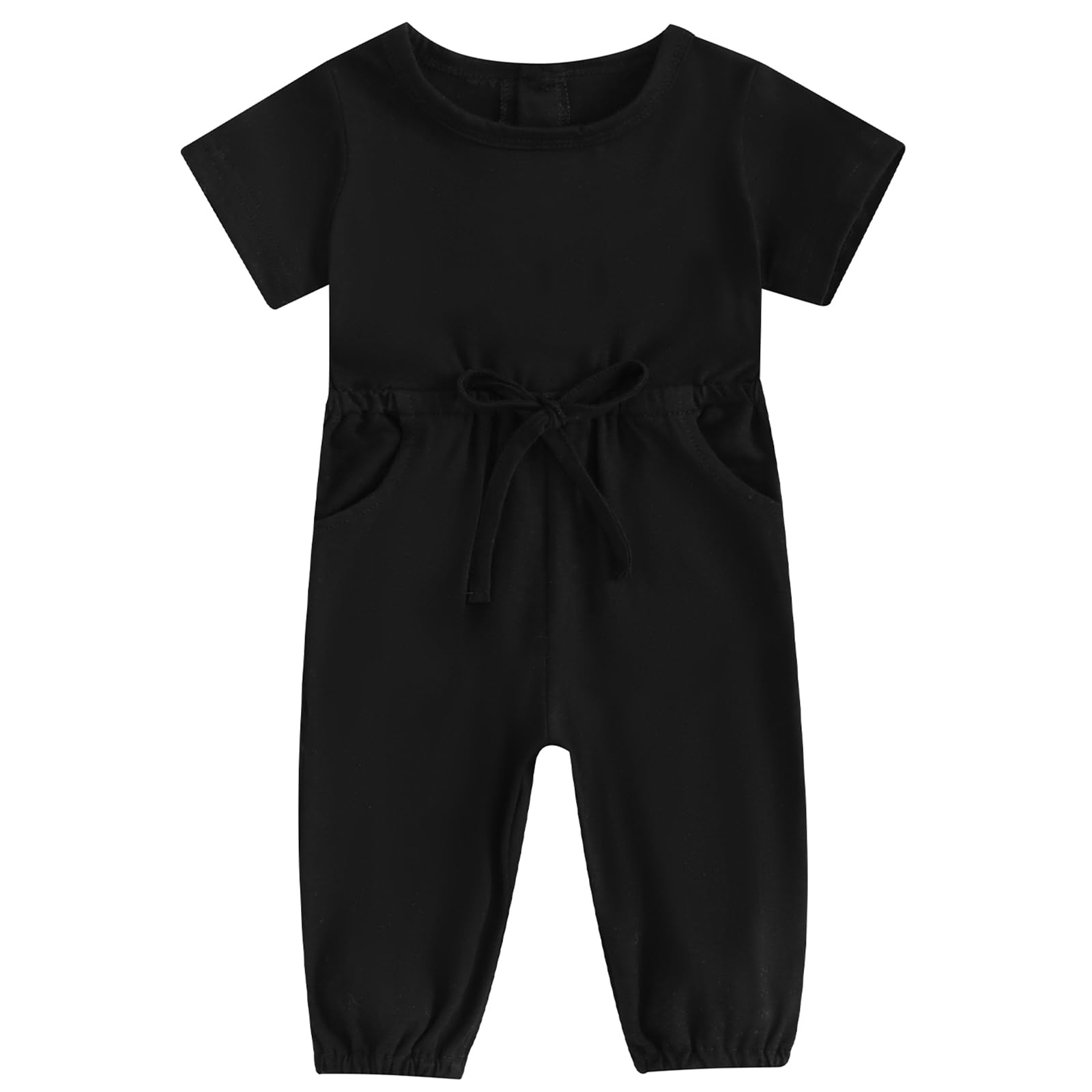 Mubineo Baby Romper Jumpsuit - Short Sleeve Plain Outfit with Pocket for Toddler Girls & Boys | Newborn Summer & Fall Clothing for Playdates, Daycare & Family Outings